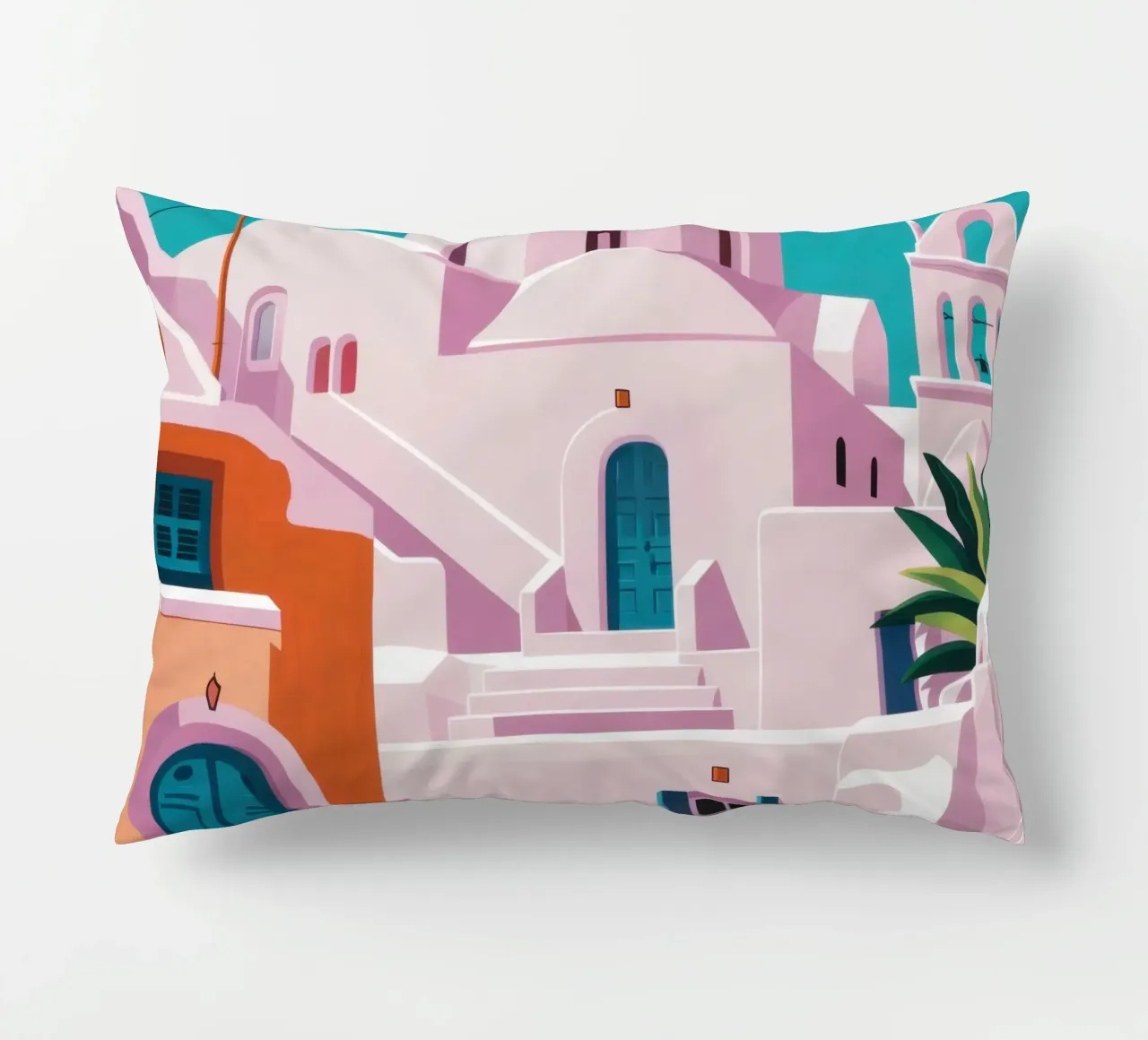 Santorini in Bloom cuscino da Ink Pulse