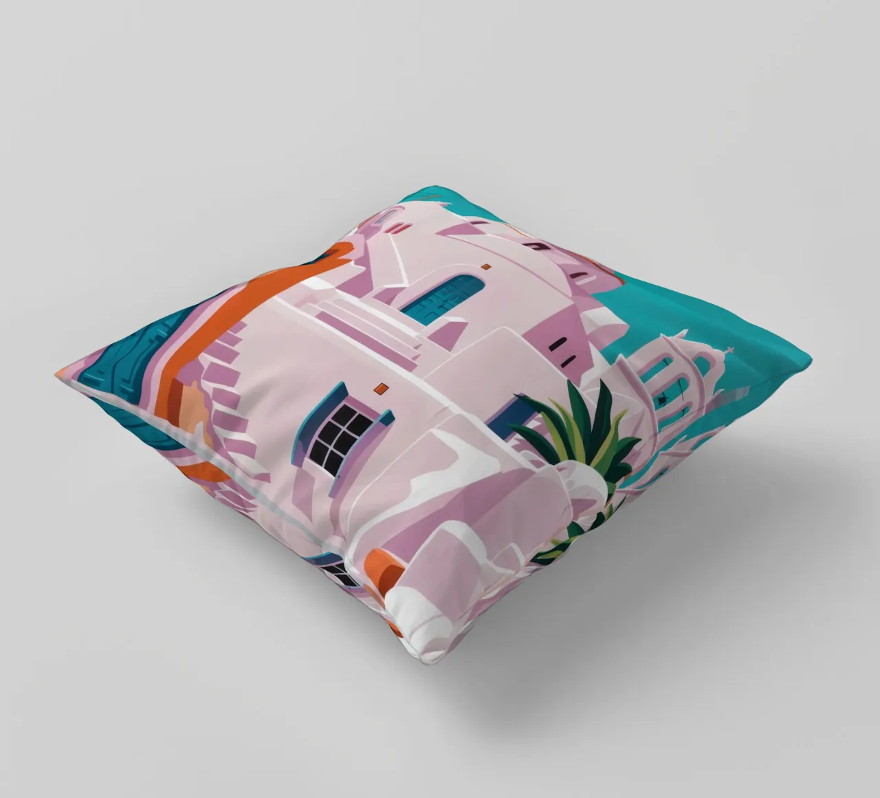 Santorini in Bloom cuscino da Ink Pulse