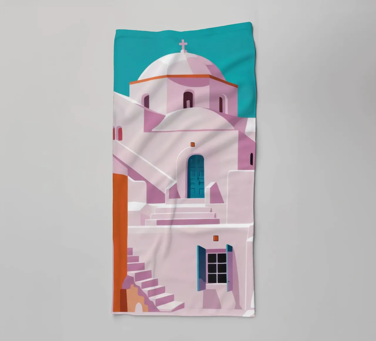 Santorini in Bloom asciugamano da bagno da Ink Pulse