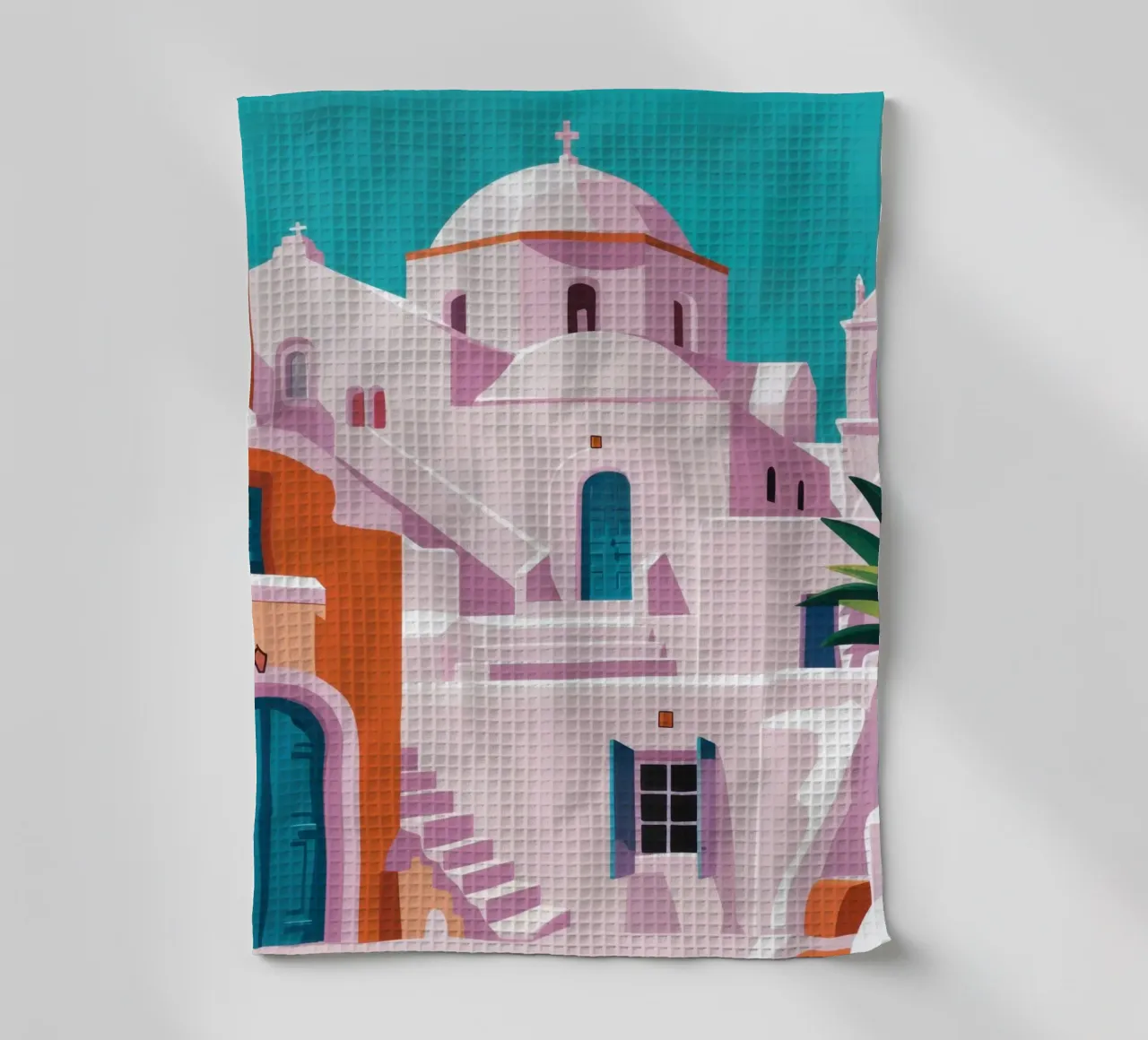 Santorini in Bloom canovaccio da cucina da Ink Pulse