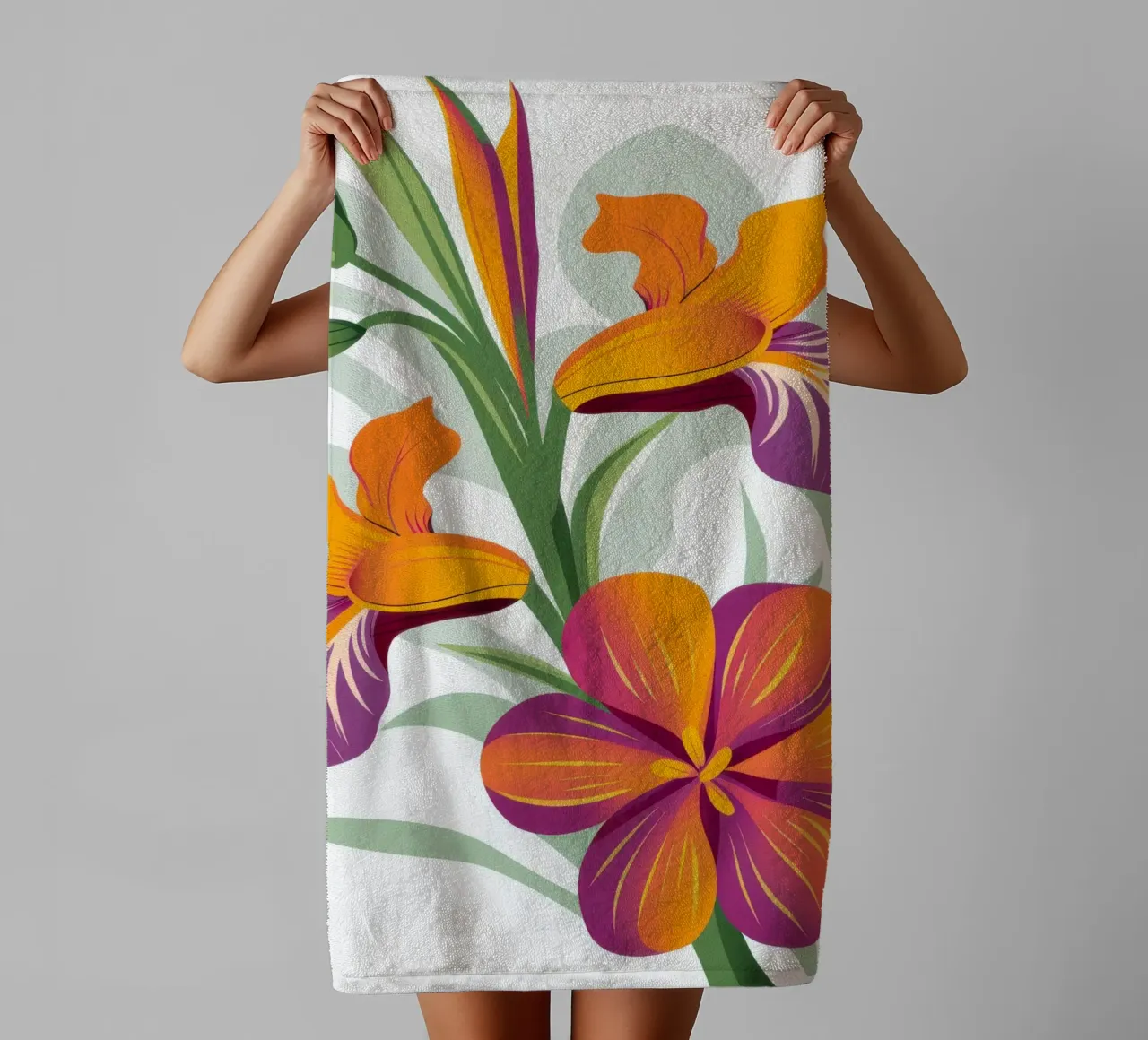Vibrant Iris Harmony towel by Flock Reverie