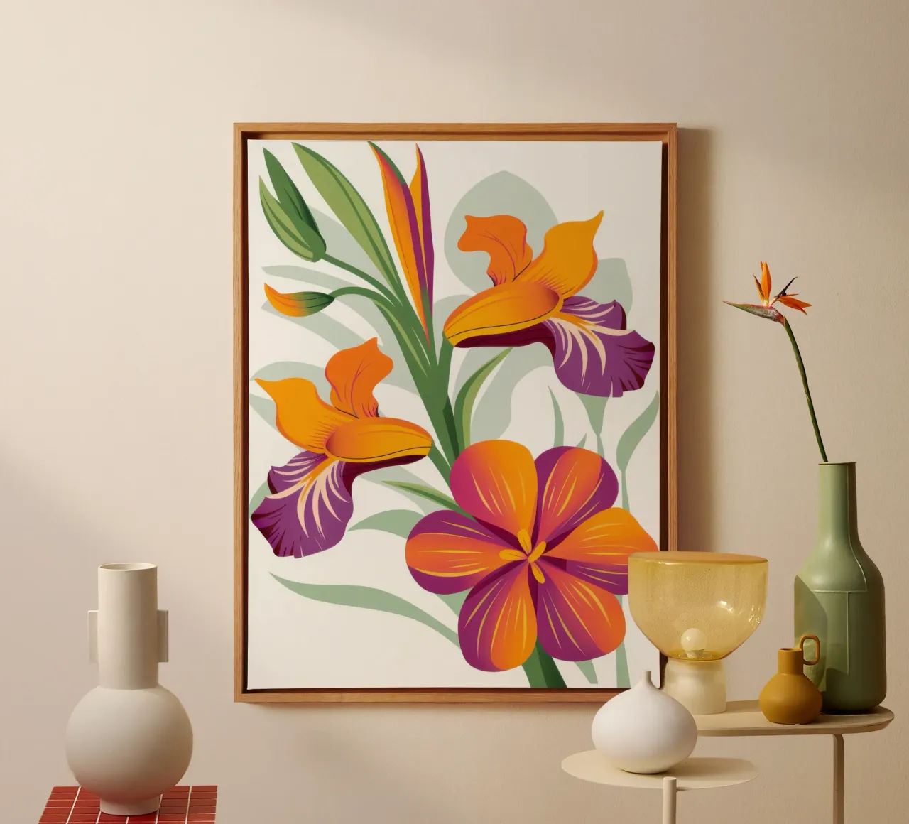 Levendige Iris Harmonie canvas met Baklijst van Flock Reverie
