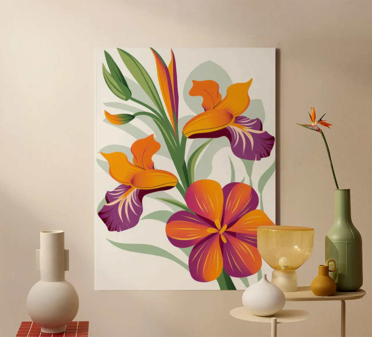 Levendige Iris Harmonie canvas met Baklijst van Flock Reverie