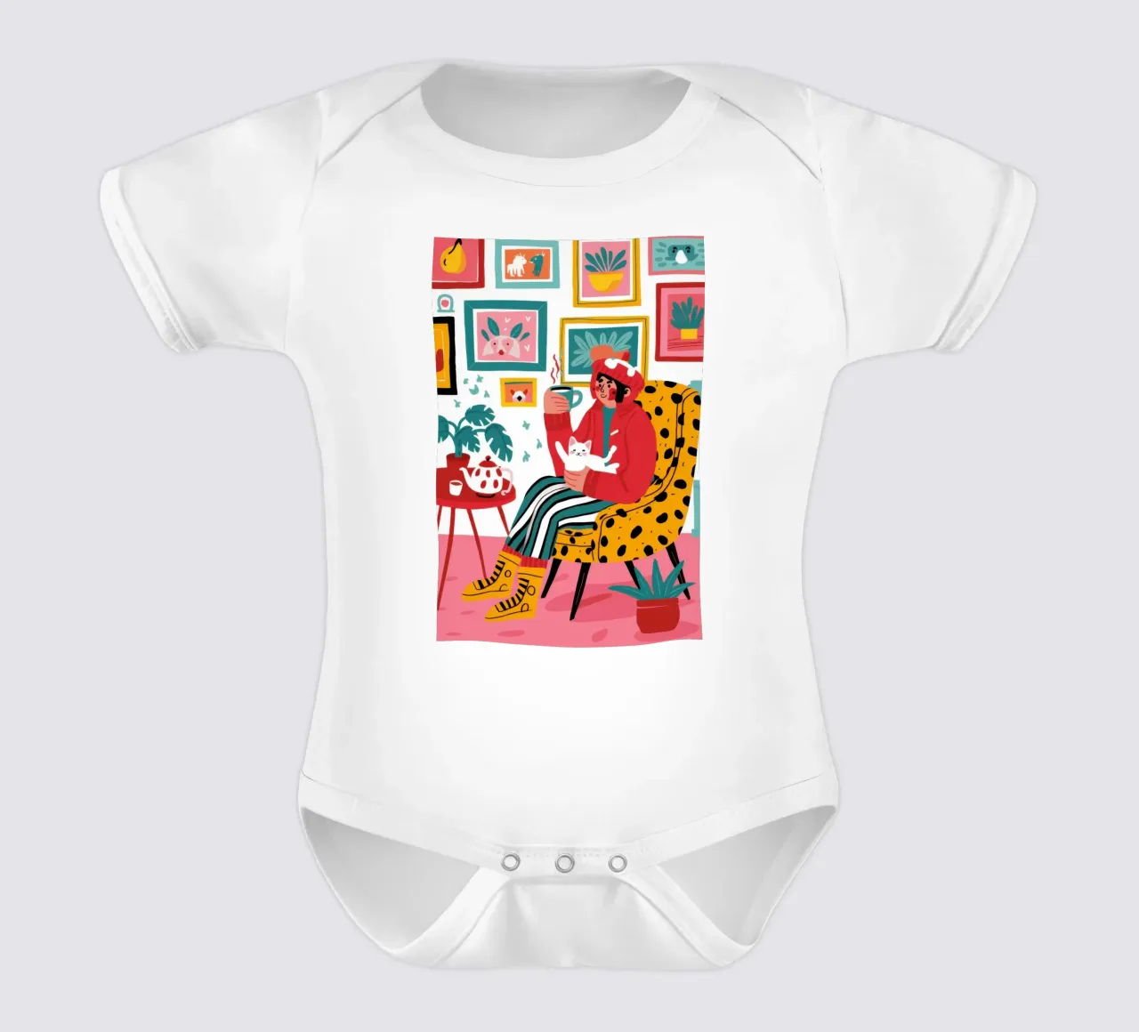 Sedia leopardata Lettura body neonato maniche corte da Reds Jays