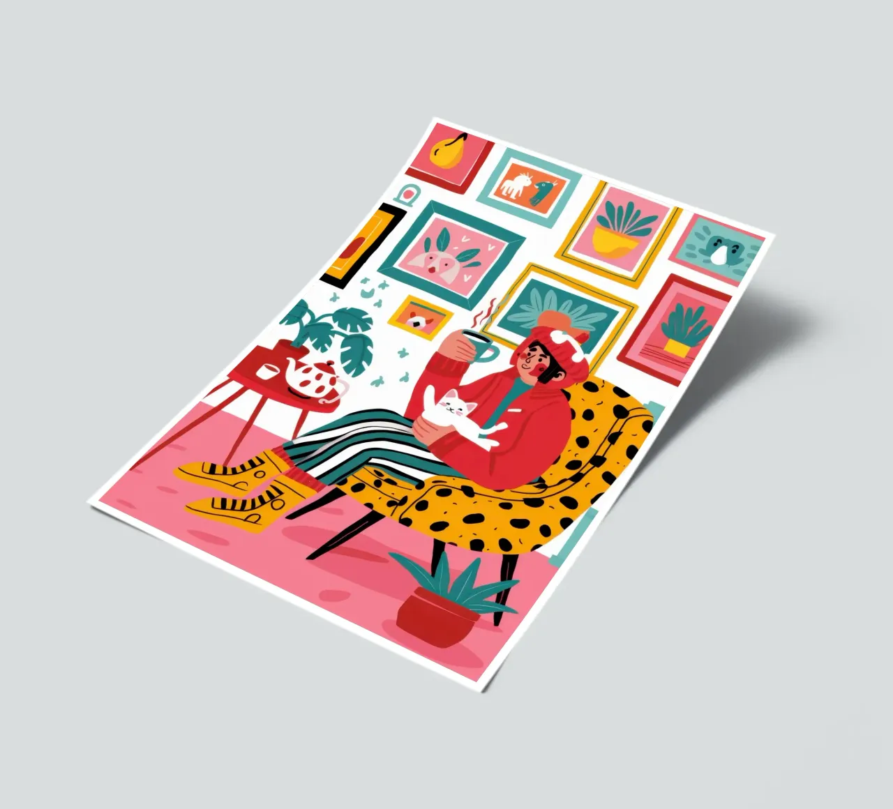 Sedia leopardata Lettura foglio adesivo da Reds Jays