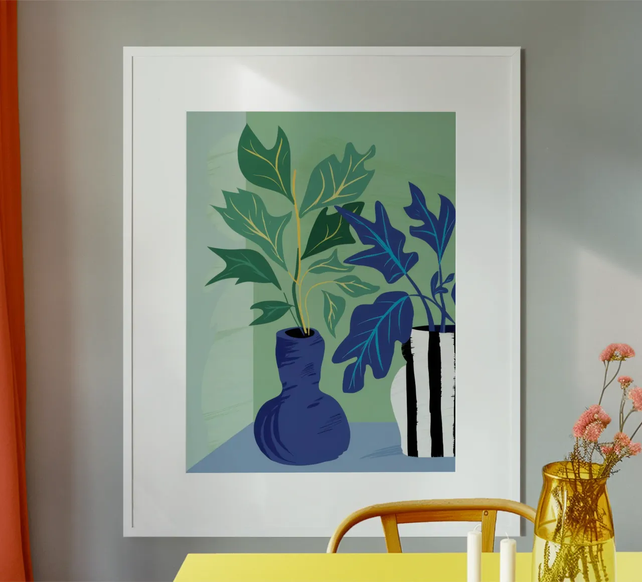 Foglia di Ceruleo Immobile poster con telaio in plastica da Rain Balance