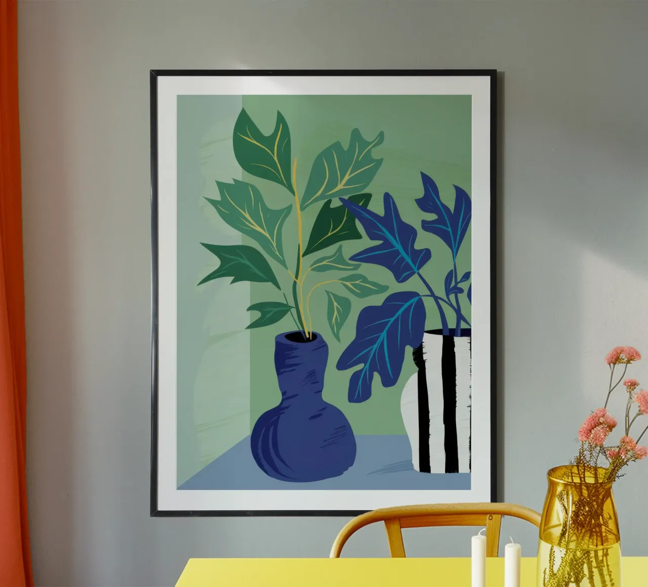 Foglia di Ceruleo Immobile poster con telaio in plastica da Rain Balance