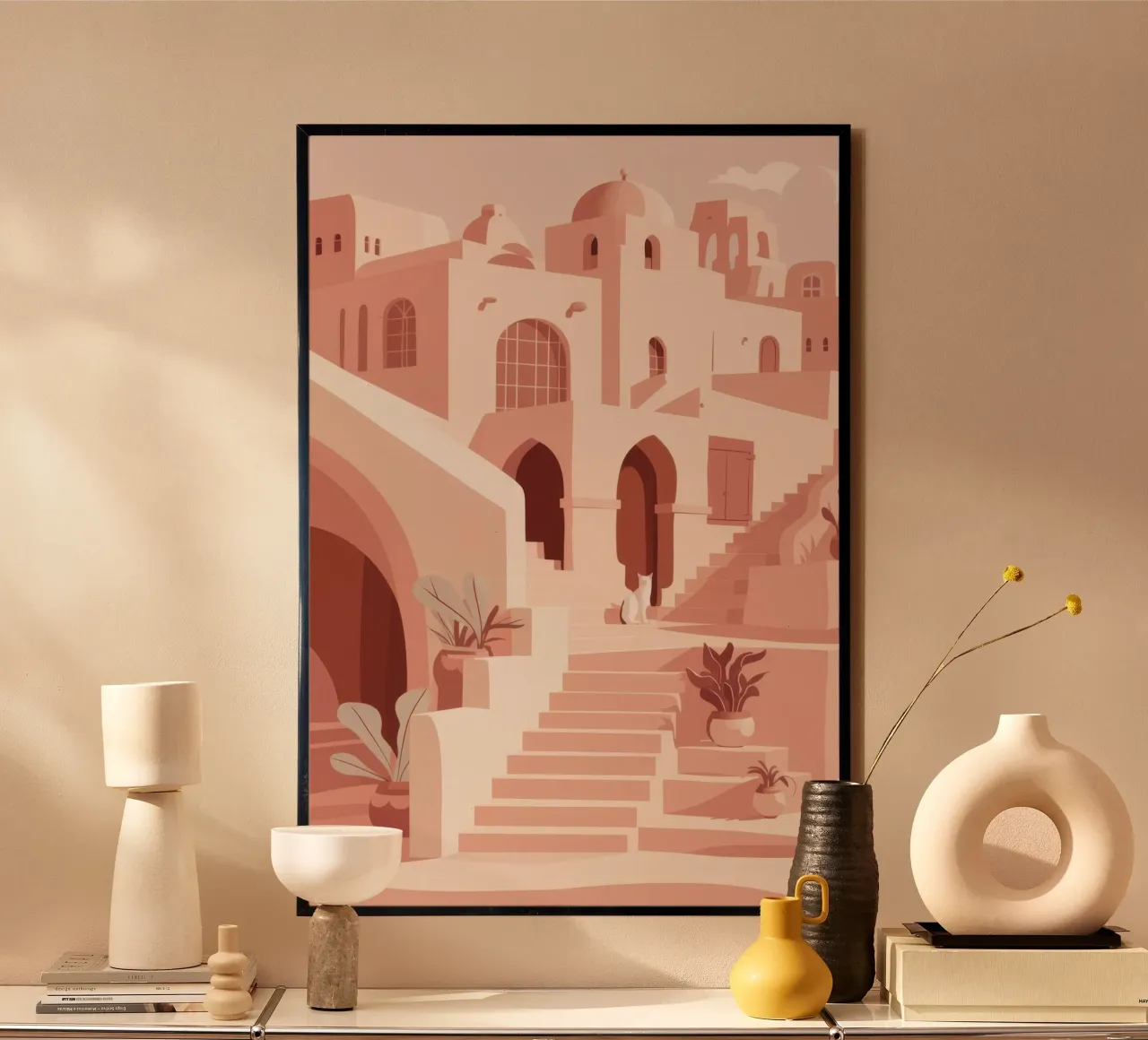 Passi mediterranei illuminati dal sole poster da Flock Reverie