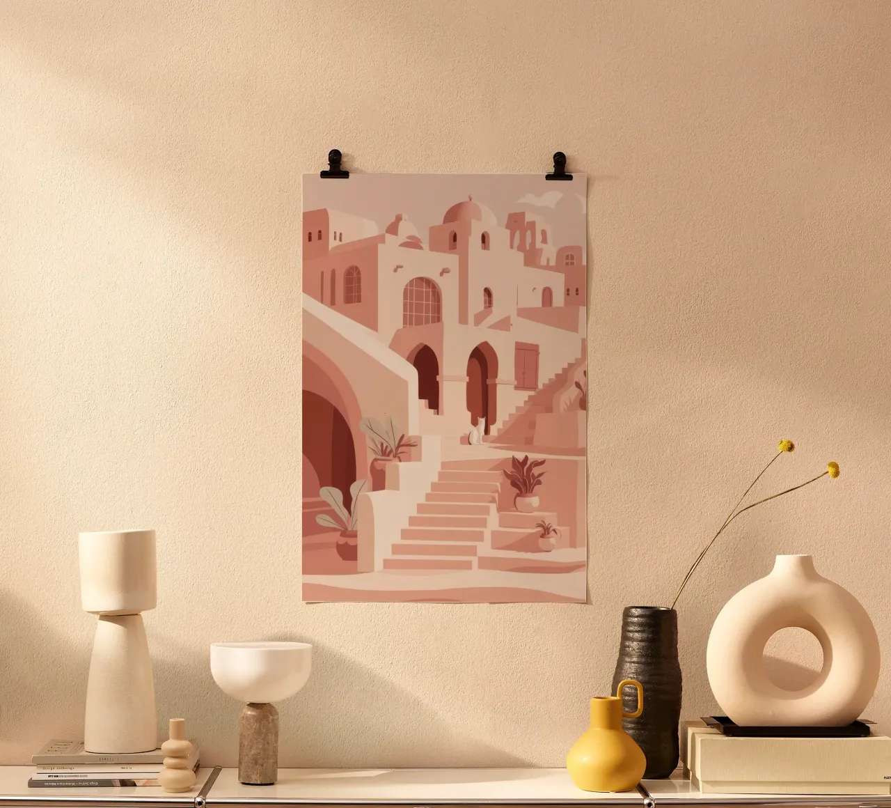 Passi mediterranei illuminati dal sole poster da Flock Reverie