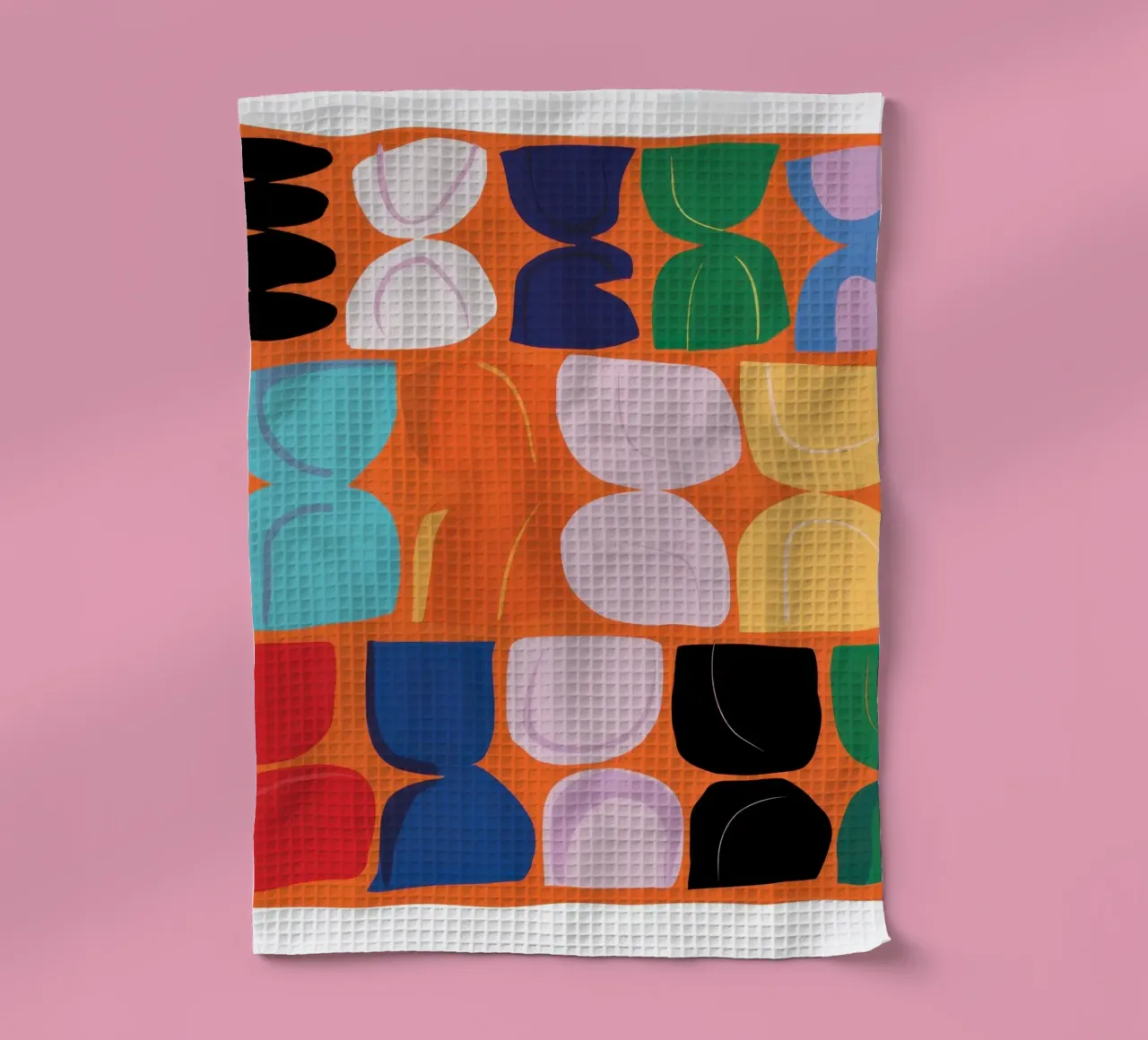 Chromatic Grid Harmony tea towel by Rain Balance