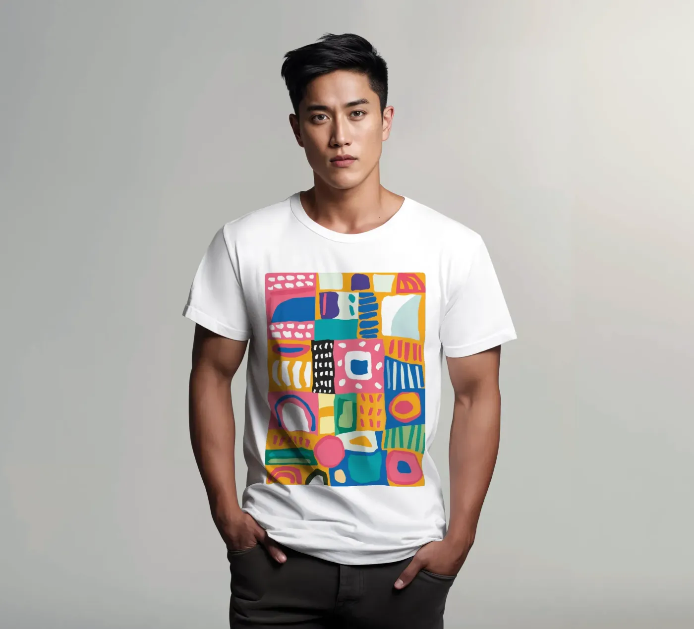 Levendig patchwork van textiel t-shirt van Reds Jays