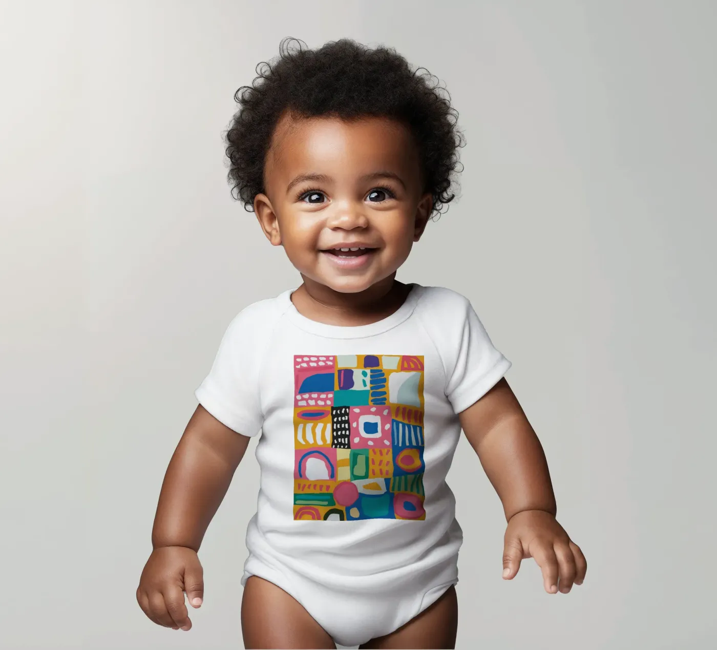 Vibrant Textile Patchwork Kurzarm Babybody von Reds Jays