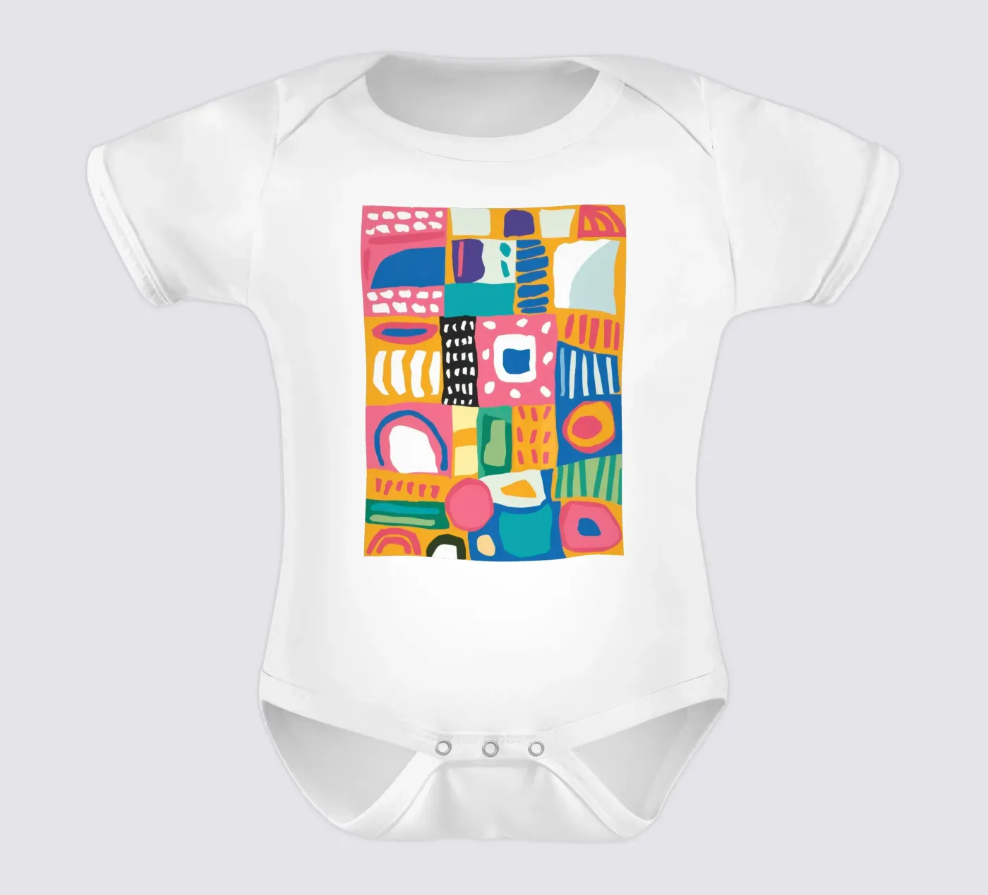 Vibrant Textile Patchwork Kurzarm Babybody von Reds Jays