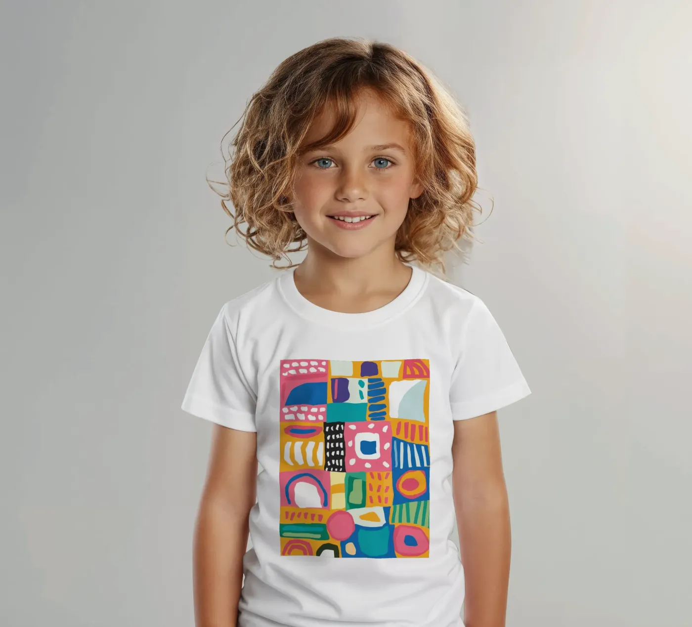 Vibrant Textile Patchwork kids t-shirt by Reds Jays