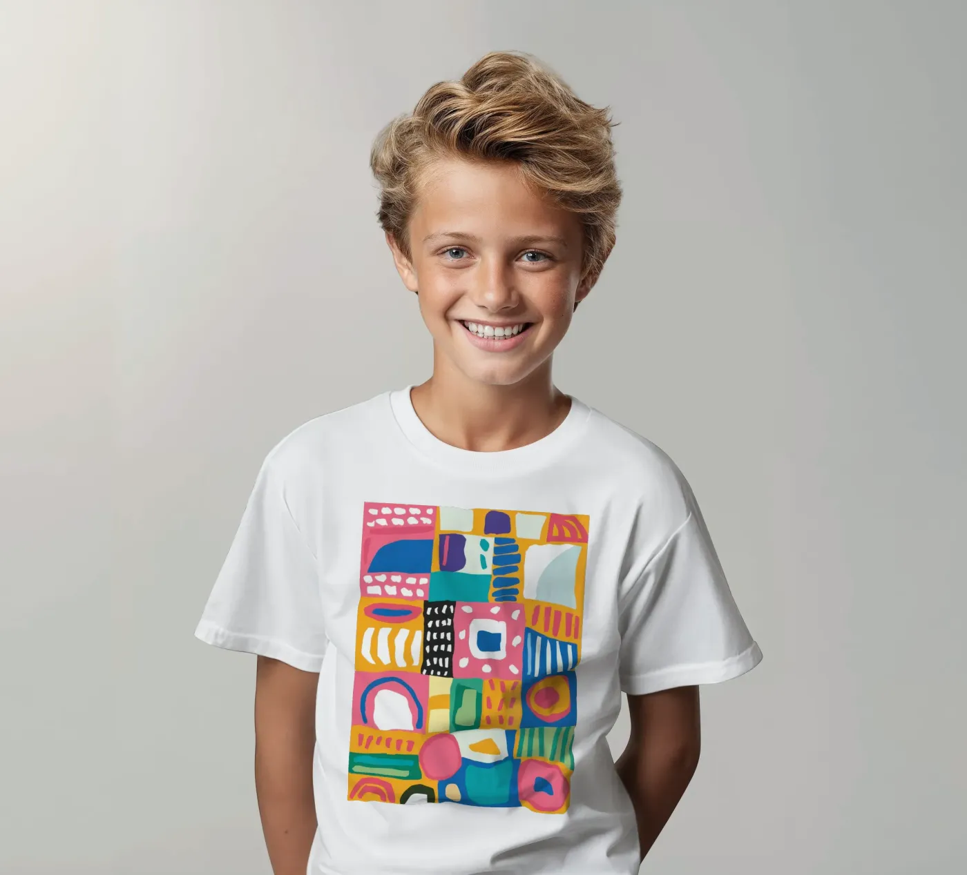 Levendig patchwork van textiel kinder t-shirt van Reds Jays