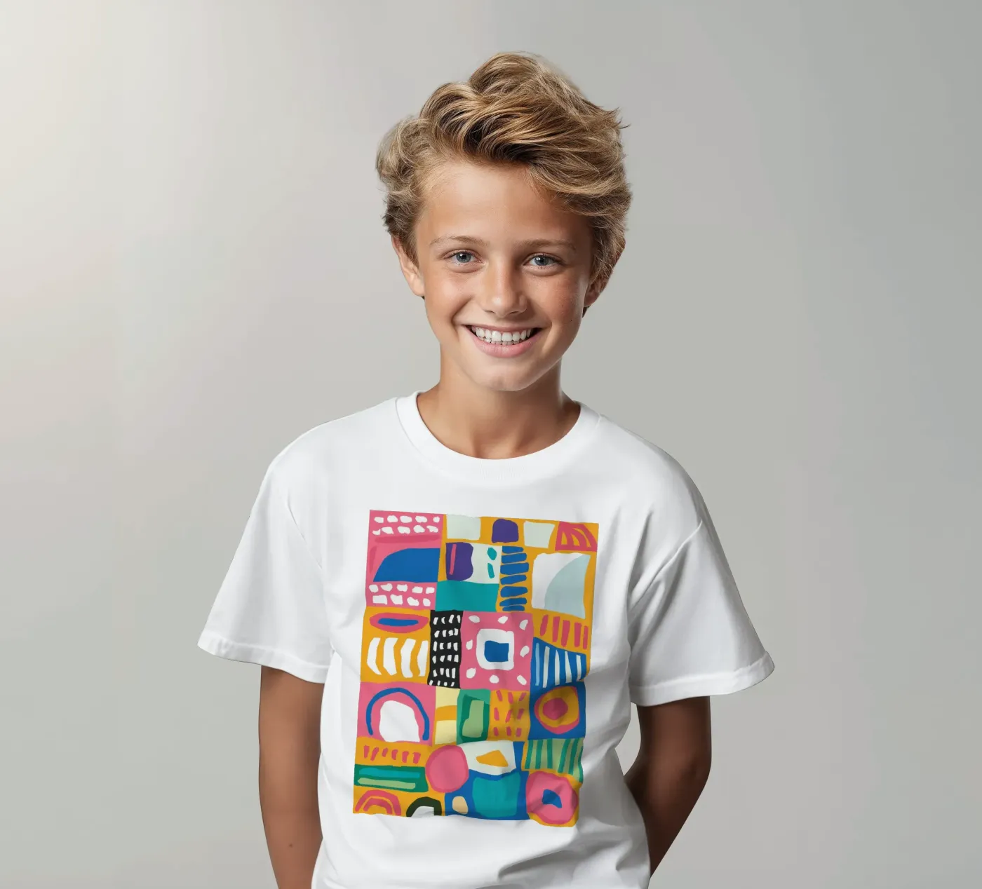 Levendig patchwork van textiel kinder t-shirt van Reds Jays