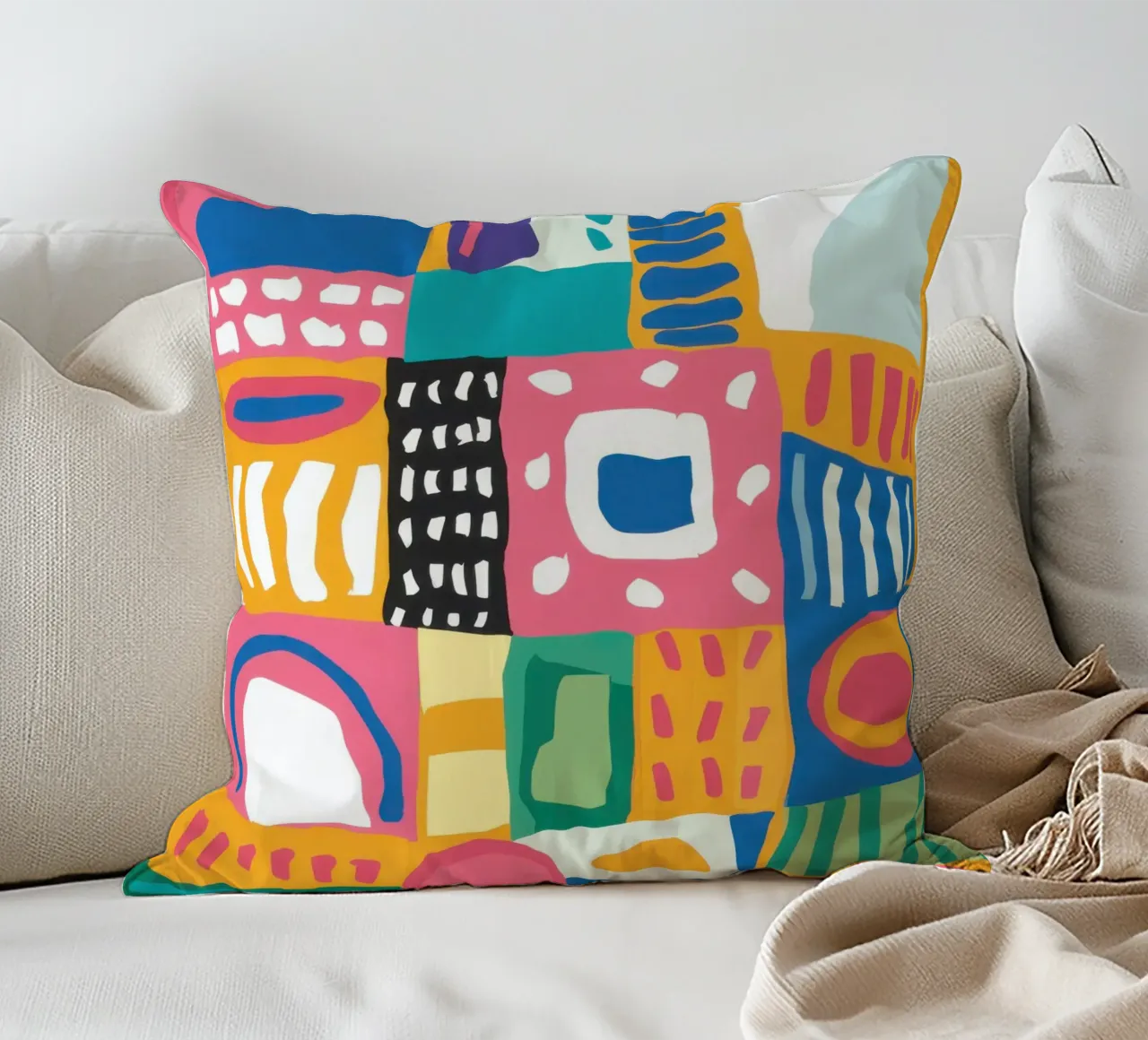 Patchwork tessile vibrante cuscino da Reds Jays