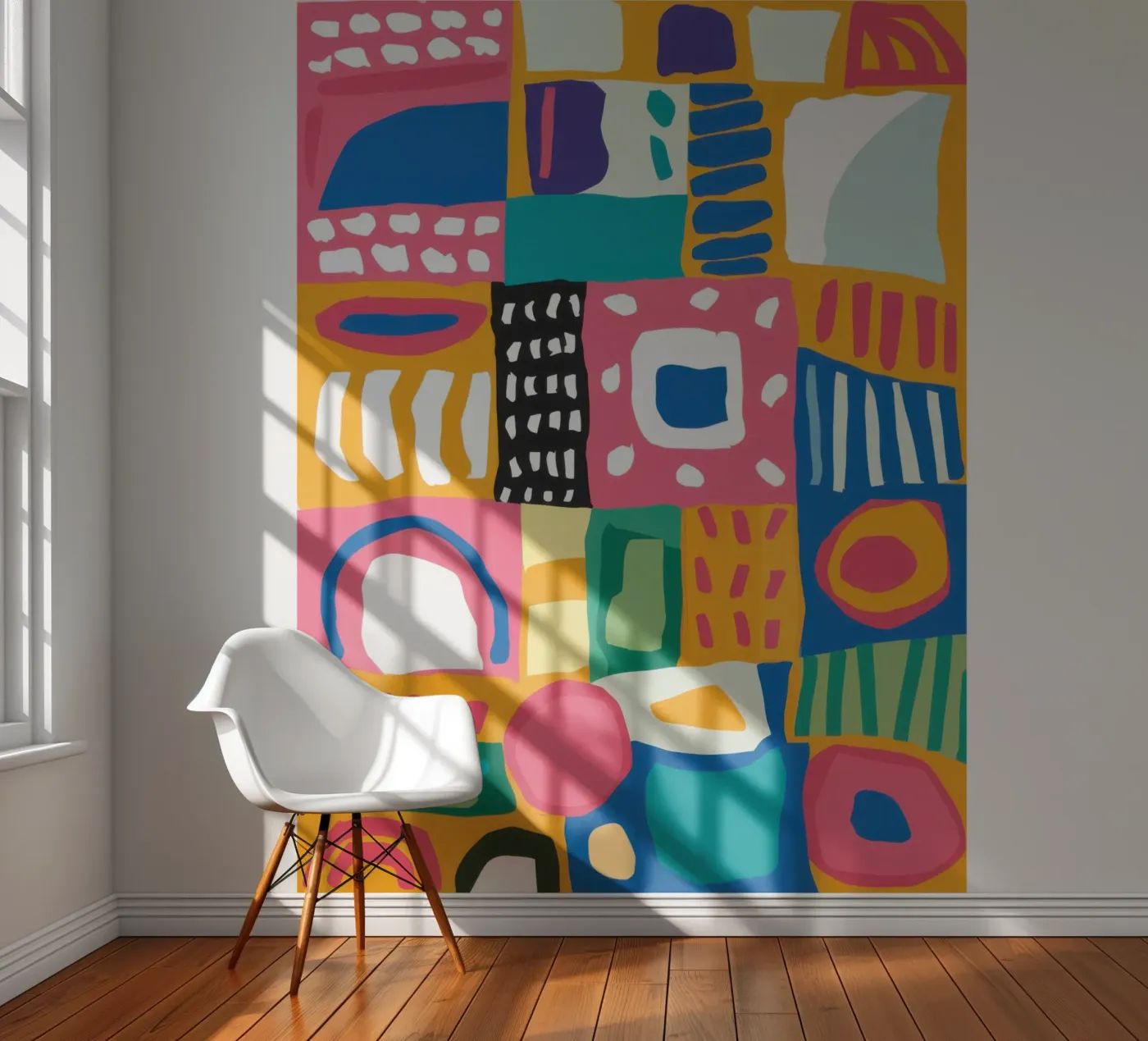 Vibrant Textile Patchwork papier peint photo de Reds Jays