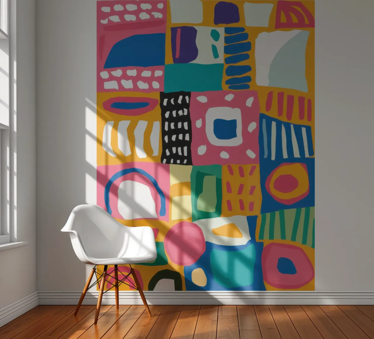 Levendig patchwork van textiel fotobehang van Reds Jays