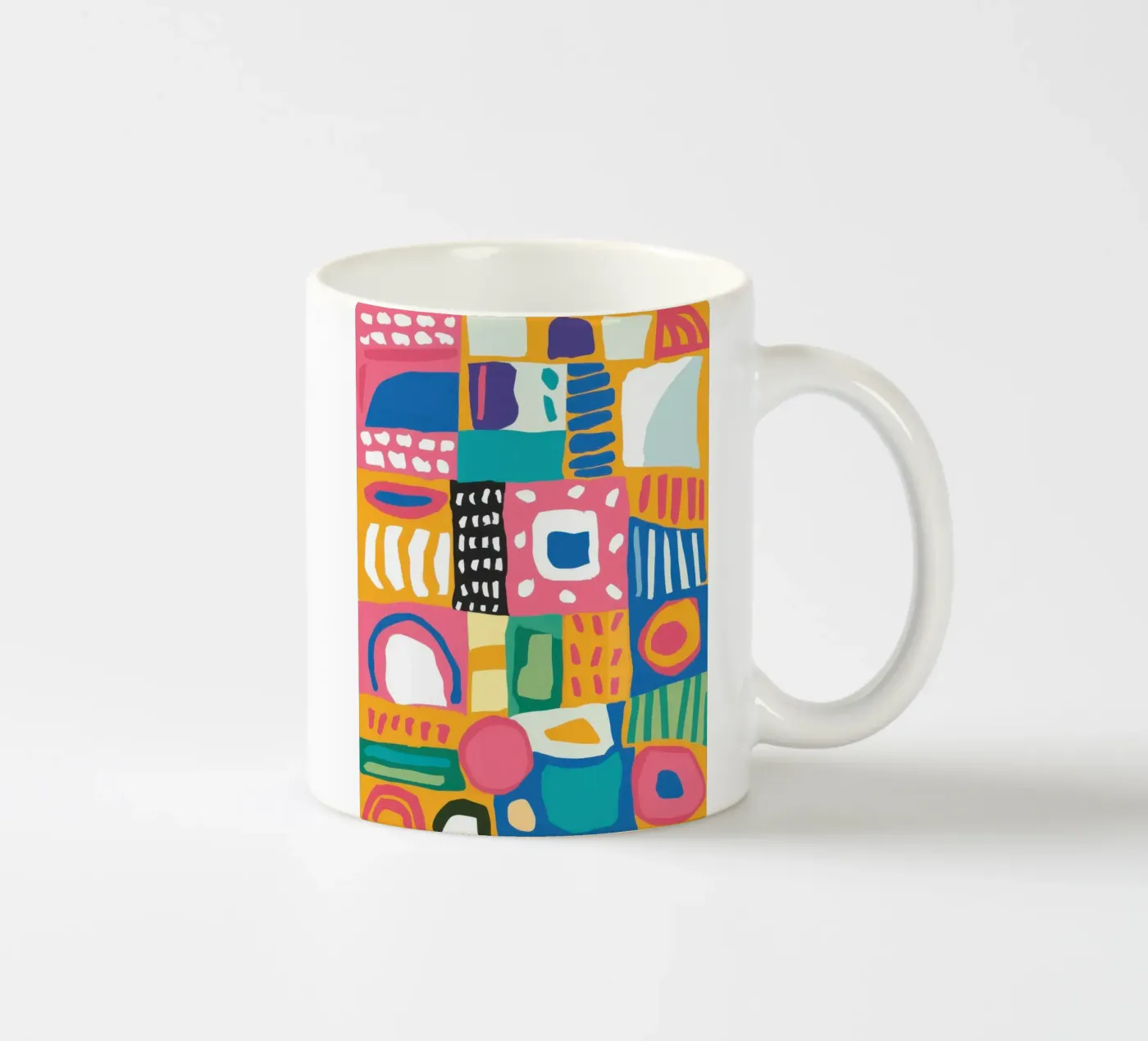 Vibrant Textile Patchwork ceramic mug by Reds Jays