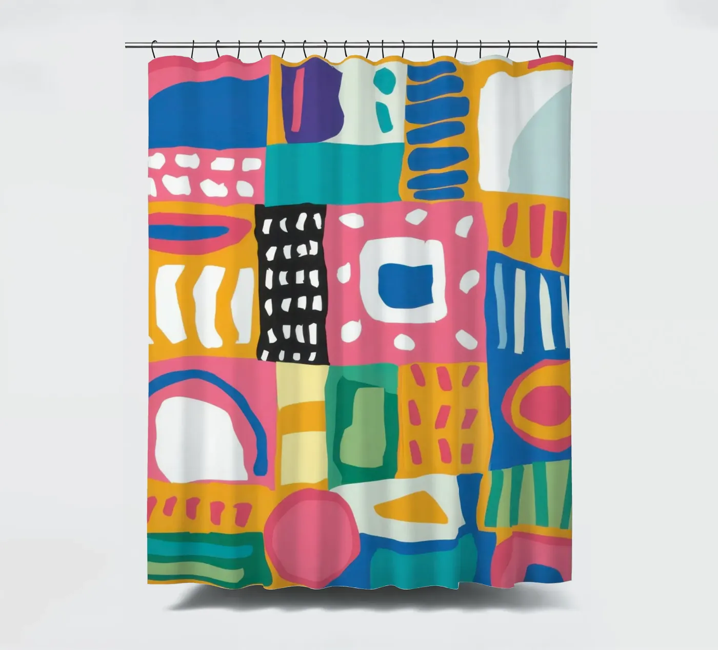 Levendig patchwork van textiel douchegordijn van Reds Jays