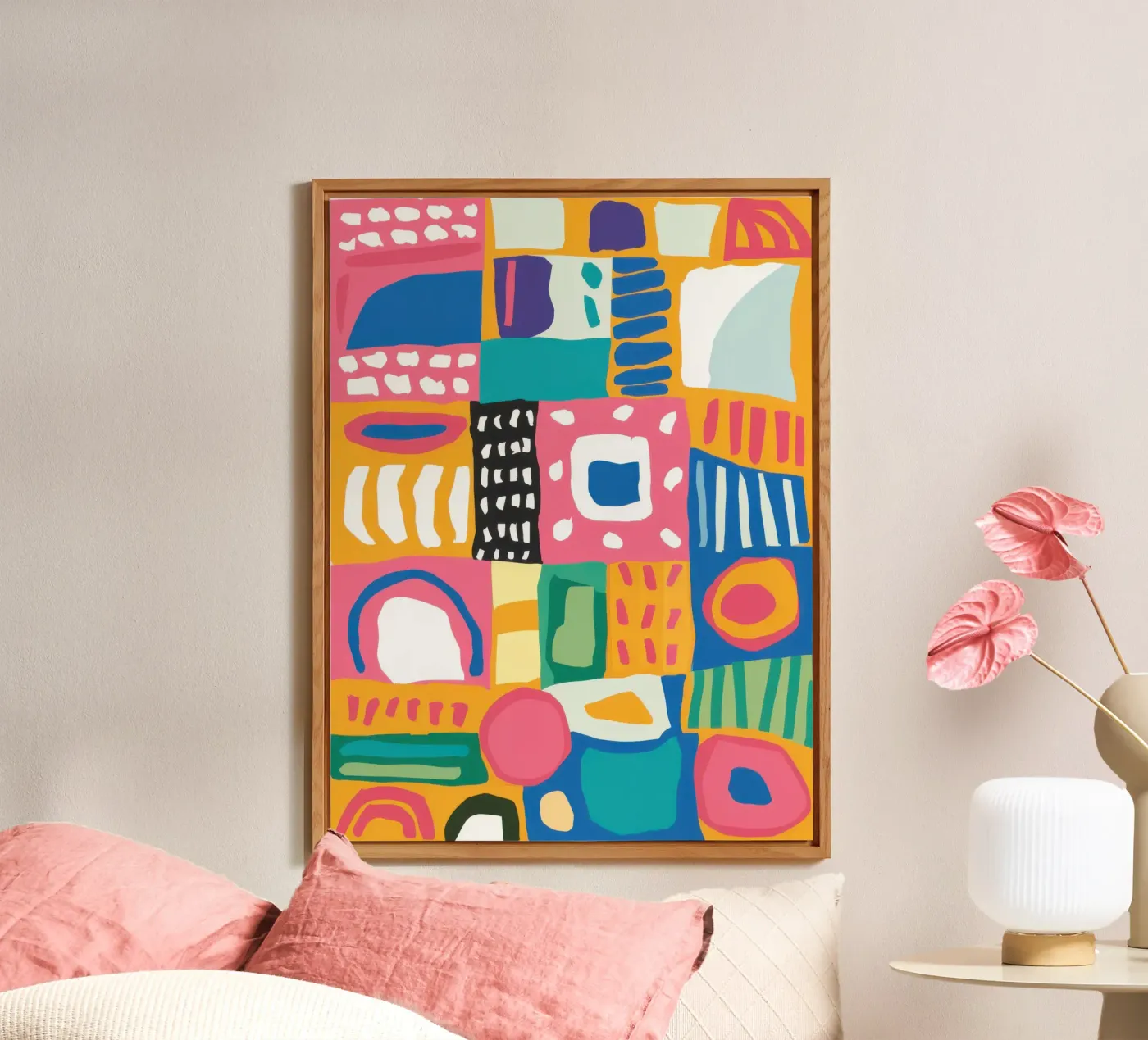 Vibrant Textile Patchwork forex-plaat van Reds Jays