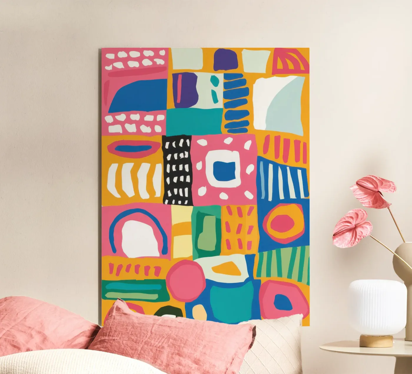 Vibrant Textile Patchwork forex-plaat van Reds Jays