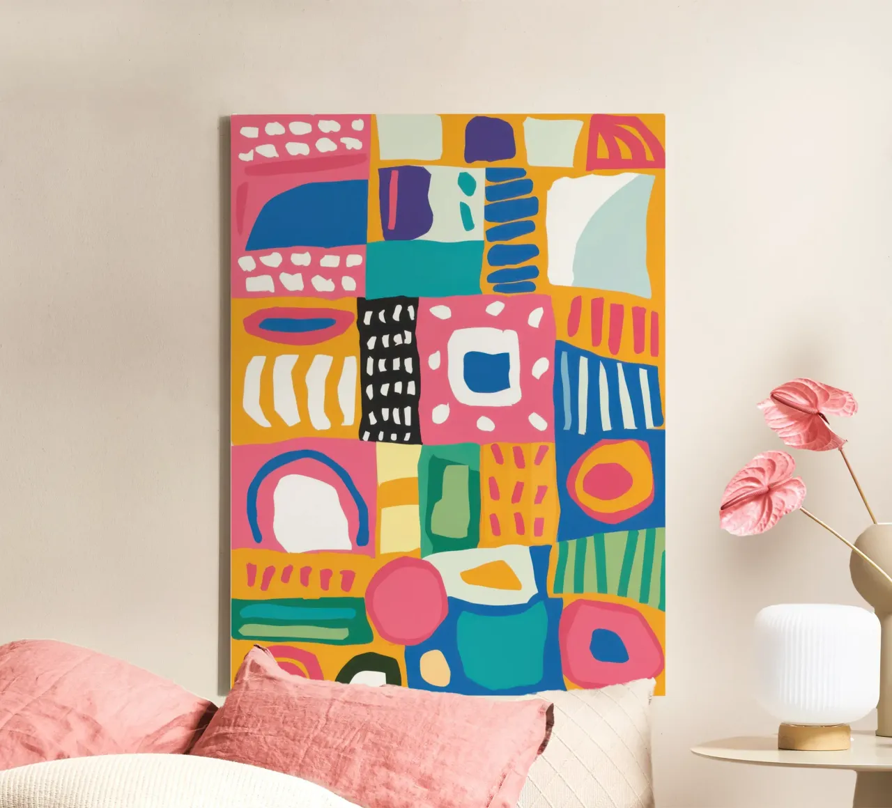 Levendig patchwork van textiel canvas van Reds Jays