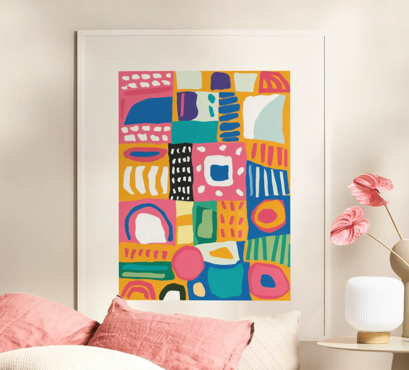 Levendig patchwork van textiel poster van Reds Jays