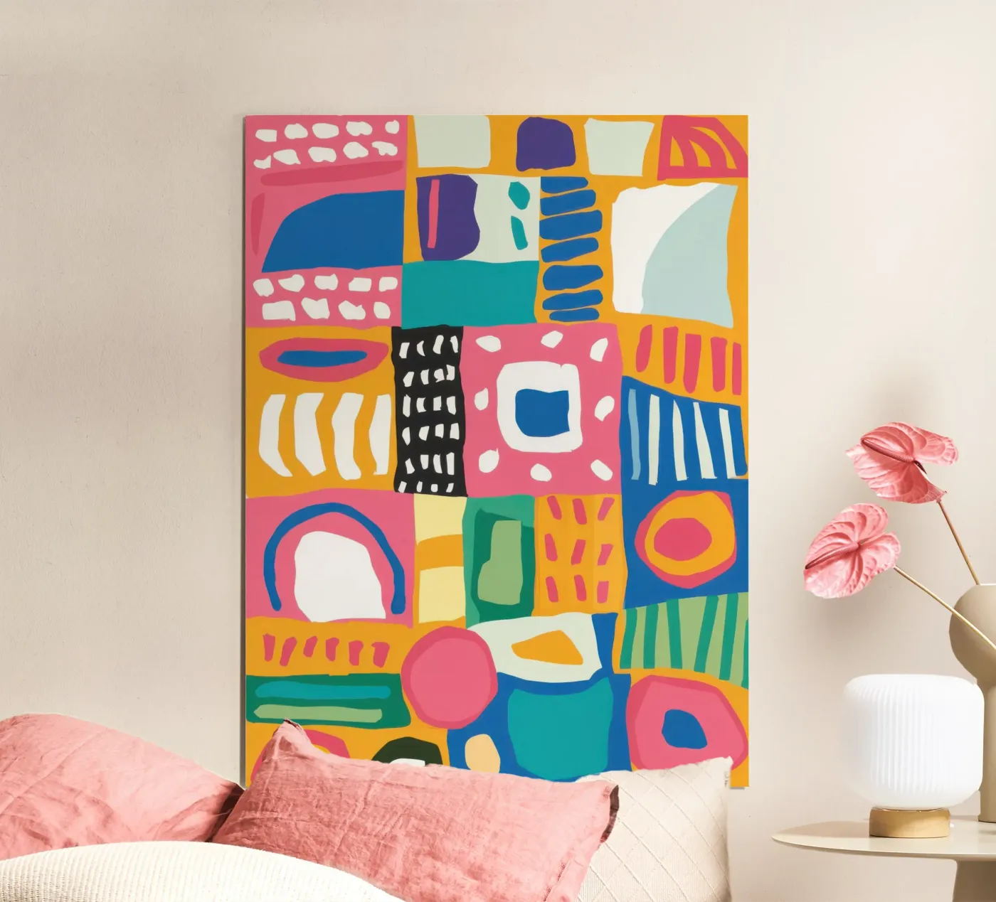 Levendig patchwork van textiel poster van Reds Jays