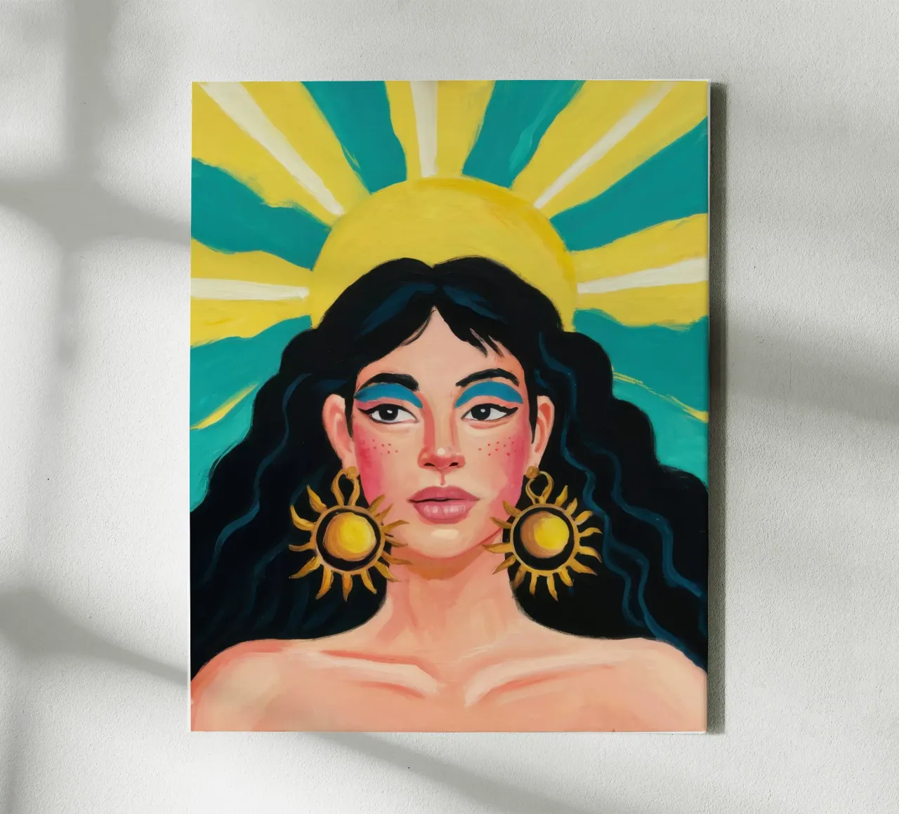 Stralende Zonnegodin canvas met Baklijst van Flock Reverie