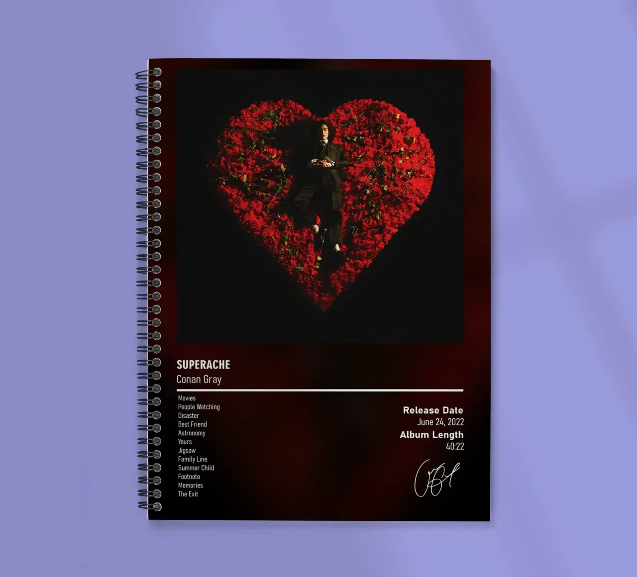 Superache (2022) by Conan Gray spiral notebook by DGUnder
