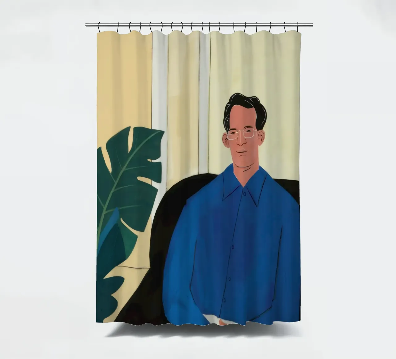 Portret van azuurblauw evenwicht douchegordijn van Giant Foxs