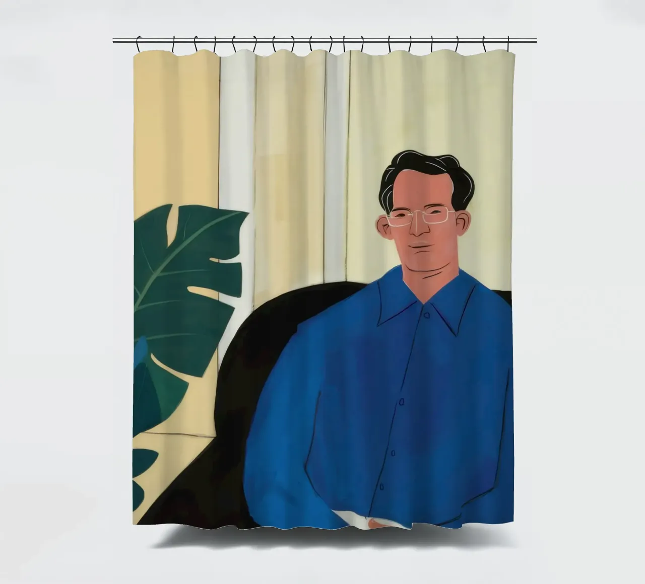 Portret van azuurblauw evenwicht douchegordijn van Giant Foxs