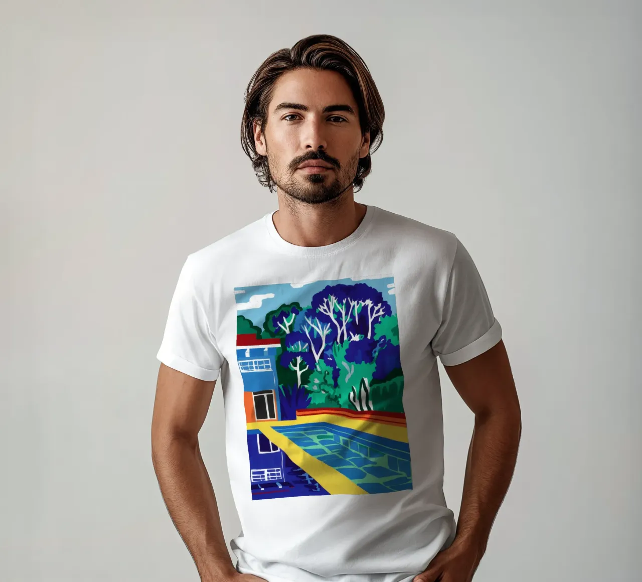 Modern Poolside Vibrancy t-shirt by Flock Reverie