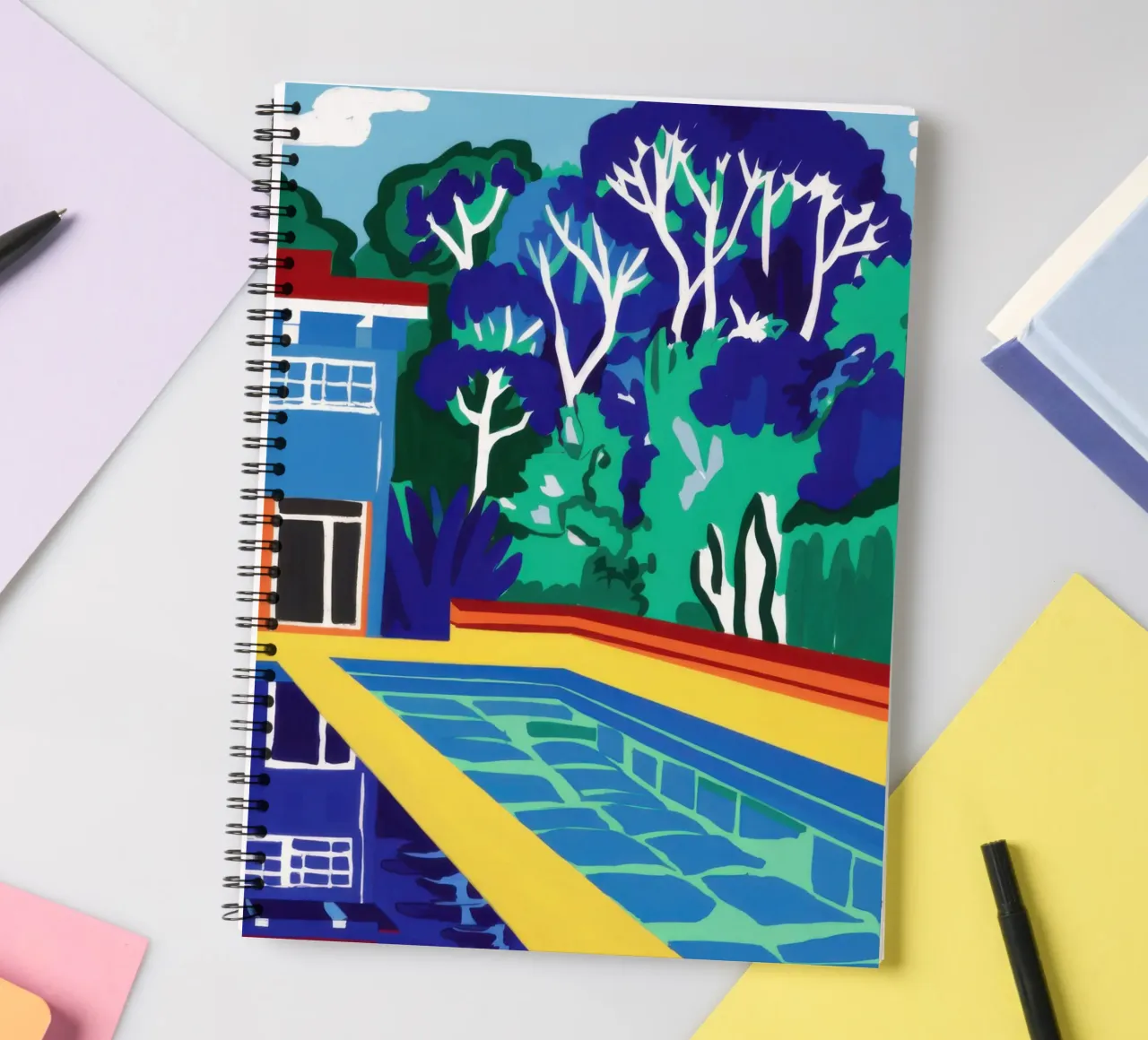 Modern Poolside Vibrancy spiral notebook by Flock Reverie