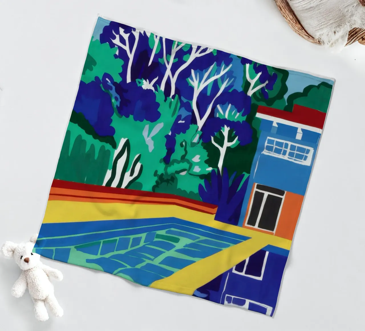 Moderne Poolside-Vibrancy Fleecedecke von Flock Reverie