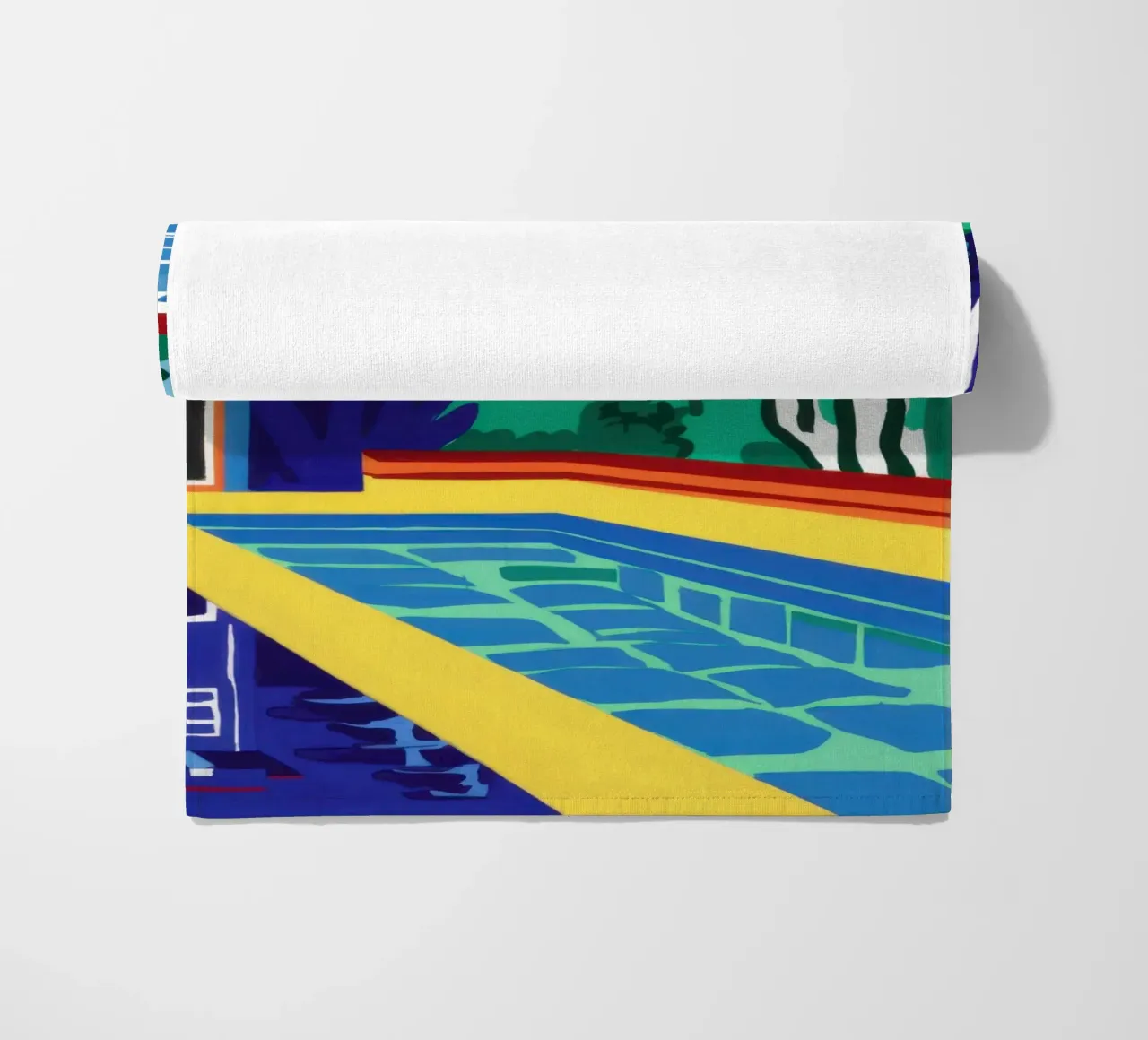 Modern Poolside Vibrancy beach towel by Flock Reverie