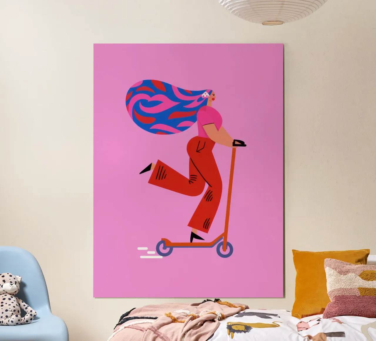 Il vento tra i capelli poster con telaio in legno da Mythy Brush