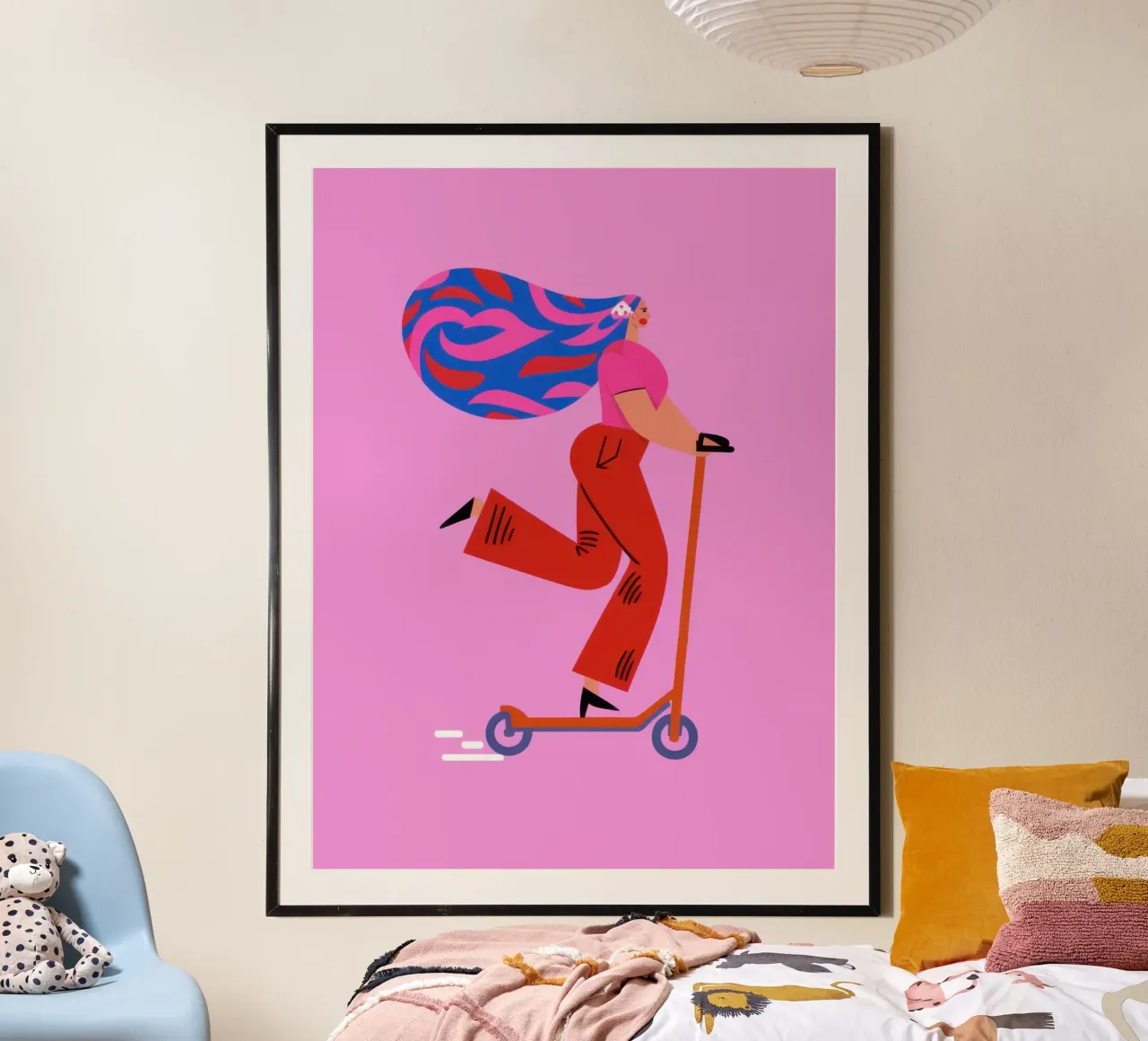 Il vento tra i capelli poster con telaio in legno da Mythy Brush
