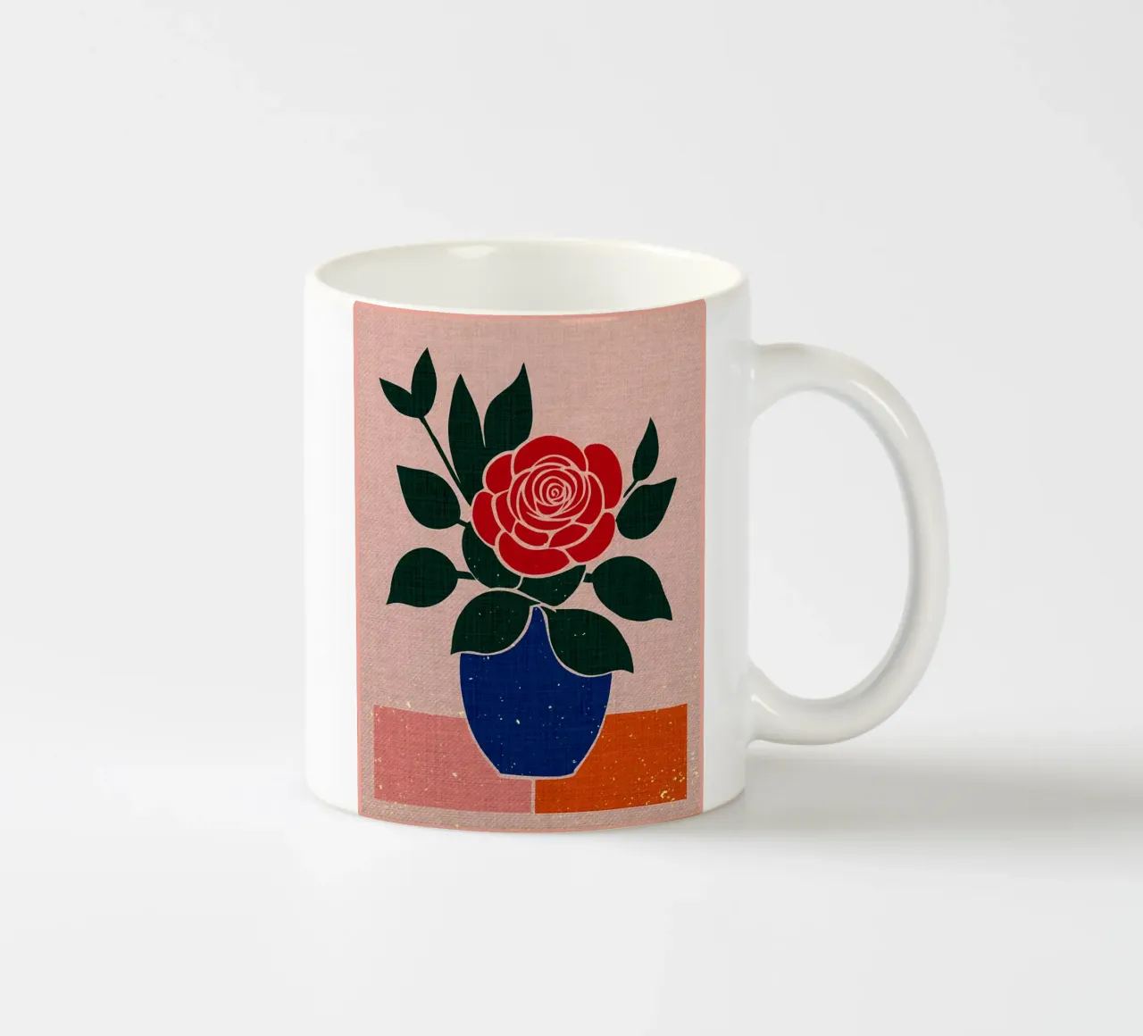 Rosa rossa in vaso blu tazza in ceramica da AnimalFunny