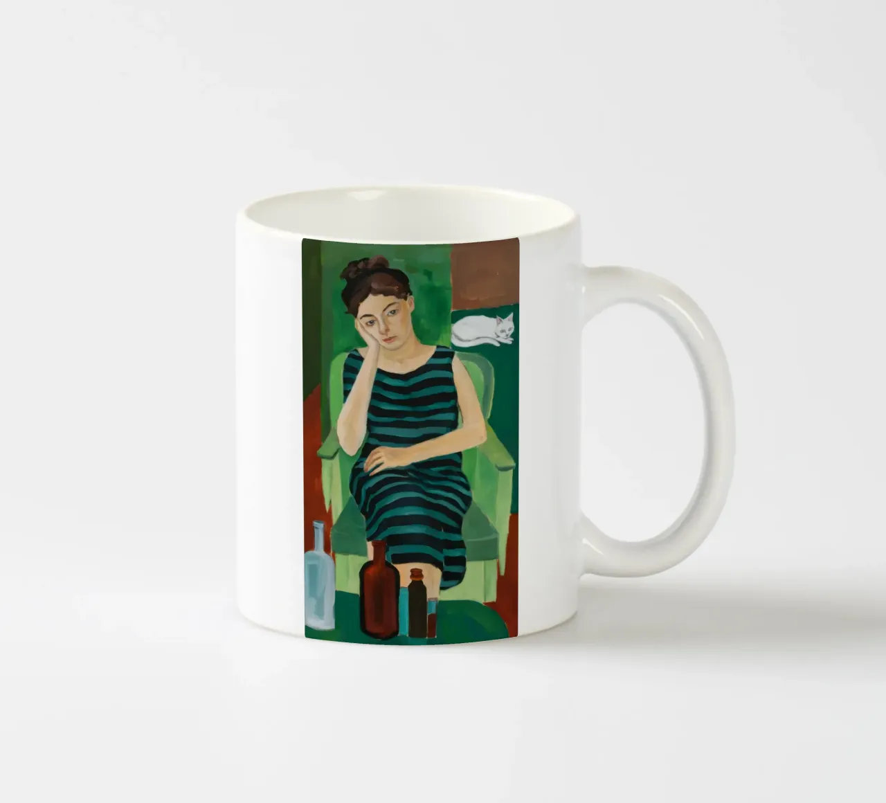 Ritratto a righe pensieroso tazza in ceramica da Monuments Fire