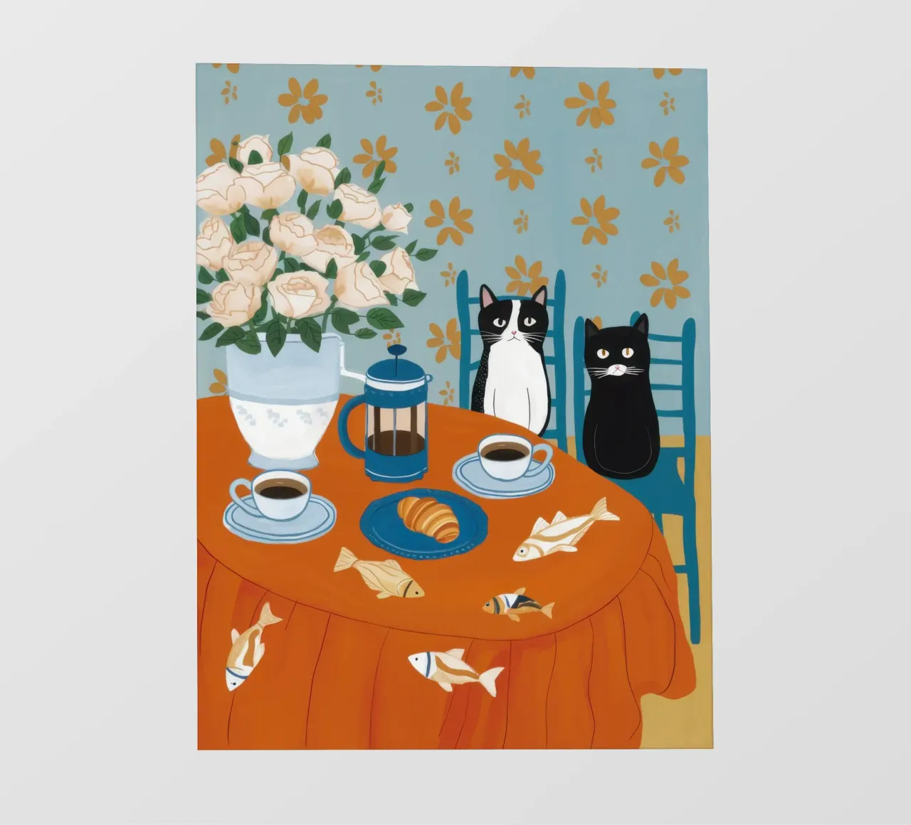 Feline Fish Feast pvc cover by Flock Reverie