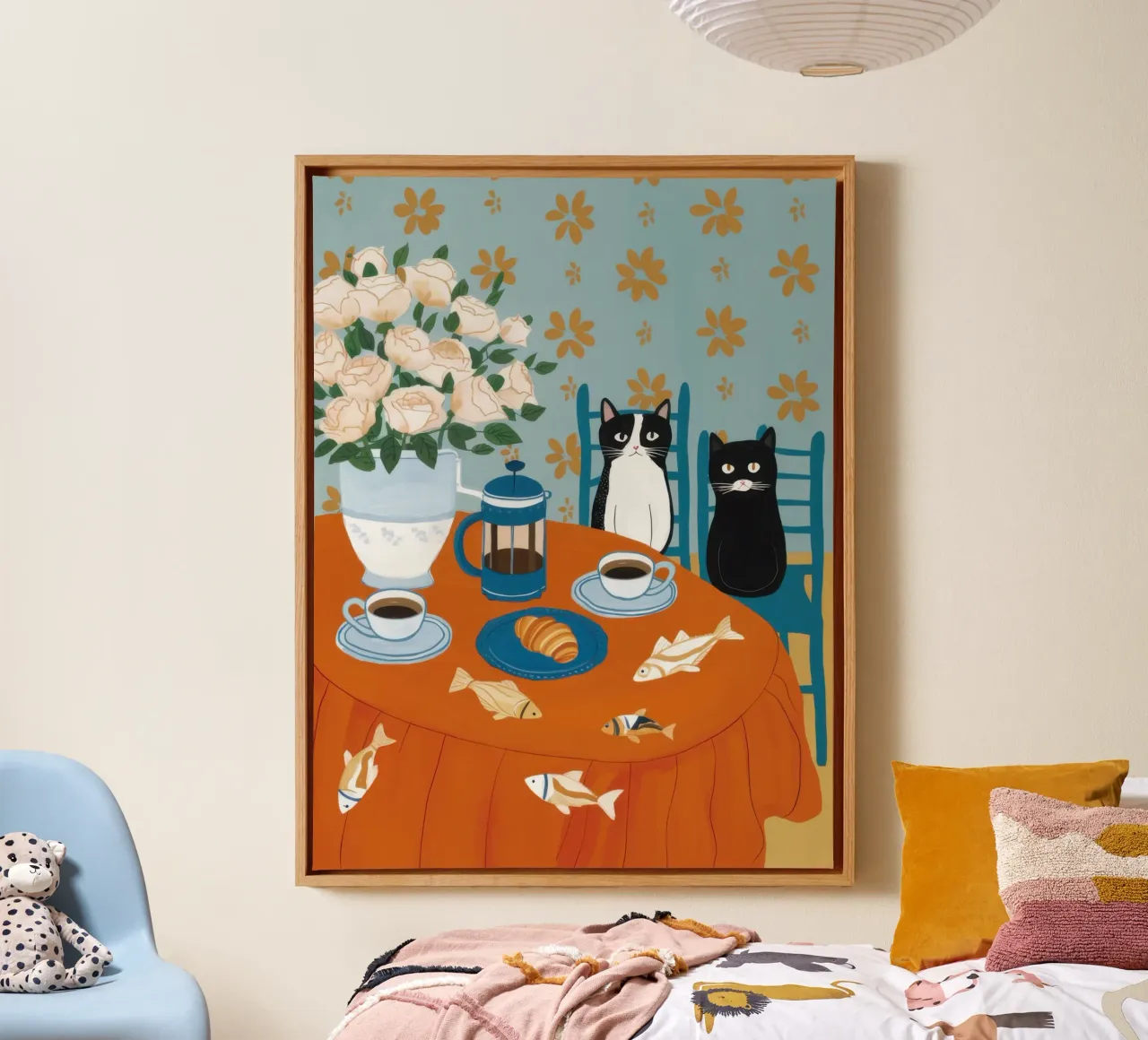 Visvoer voor katten canvas met Baklijst van Flock Reverie