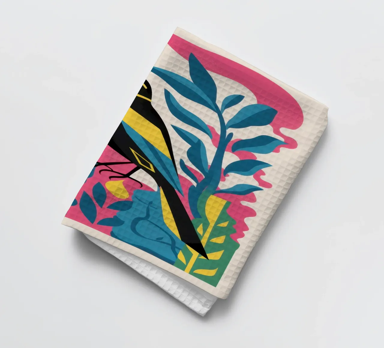 Jungle Golden Winged Song tea towel by Dream Gesso