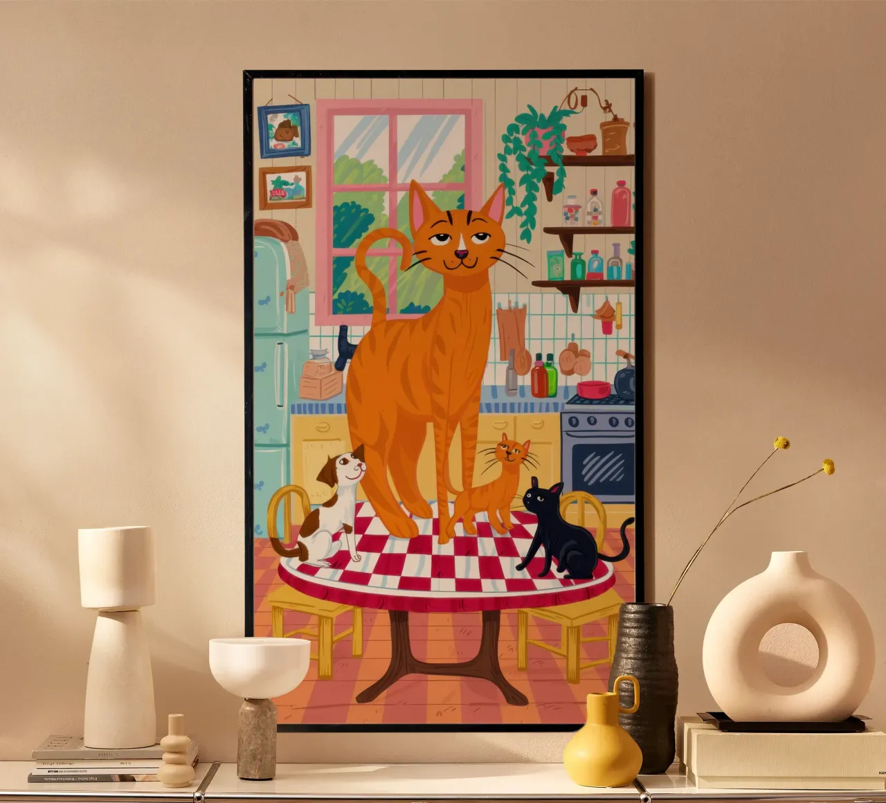 Gatto zenzero in cucina carta hahnemühle da Flock Reverie