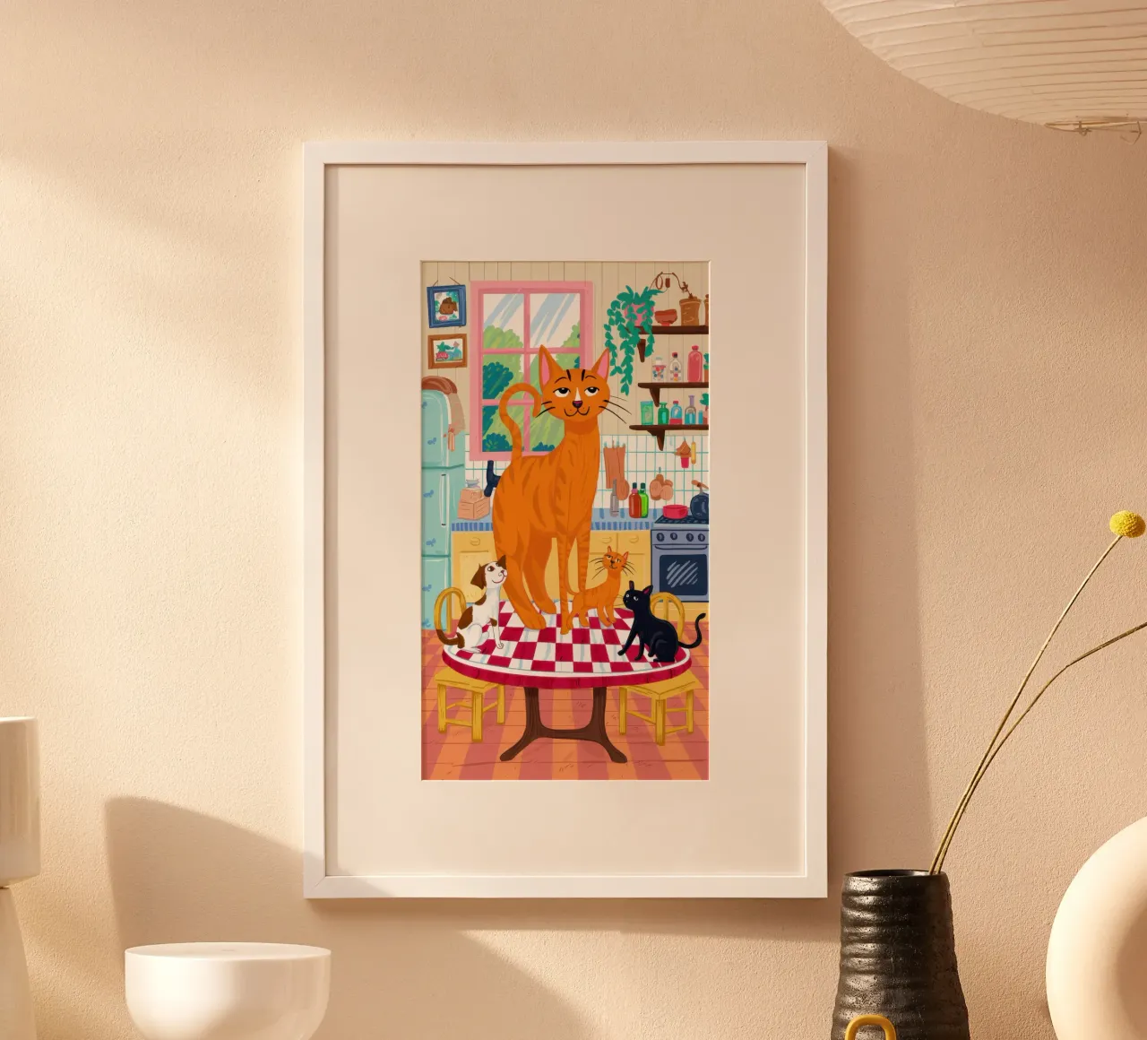 Gatto zenzero in cucina carta hahnemühle da Flock Reverie