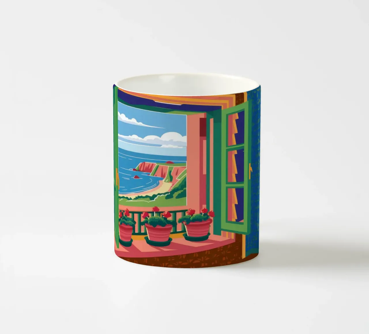 Una camera con vista tazza in ceramica da Ink Pulse