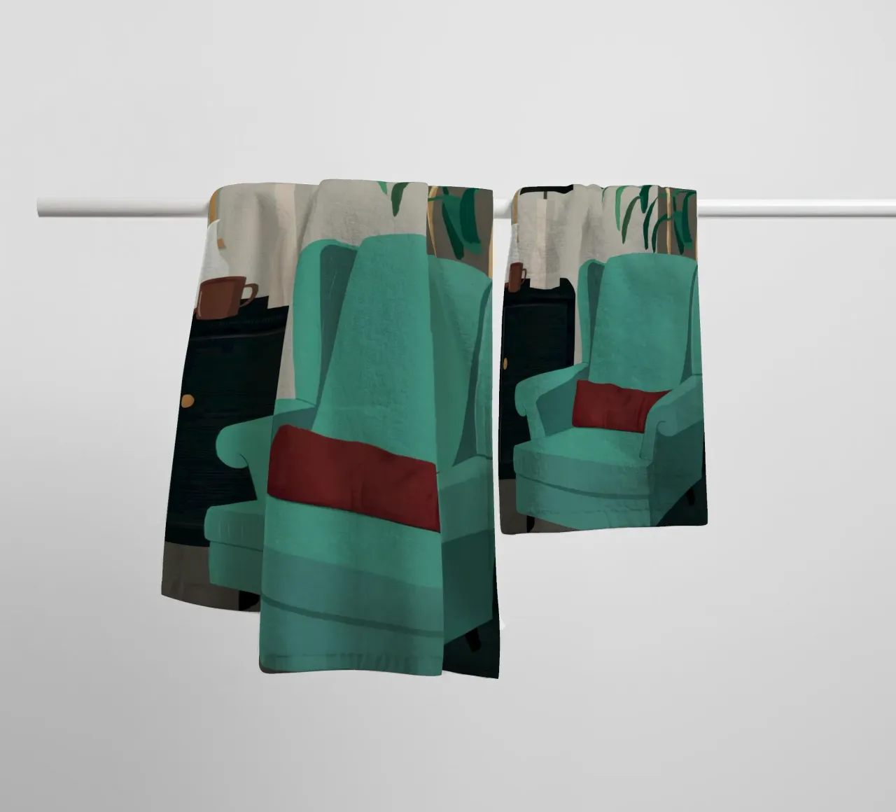 Ruhige Teal-Ecke Handtuch von Giant Foxs