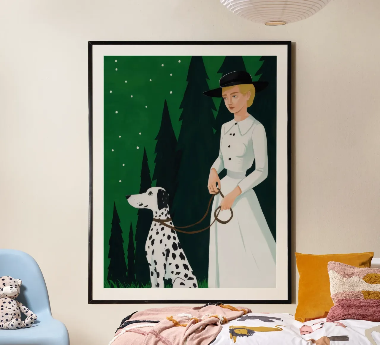 Paseo de los dálmatas a la luz de las estrellas poster con marco de aluminio de Giant Foxs